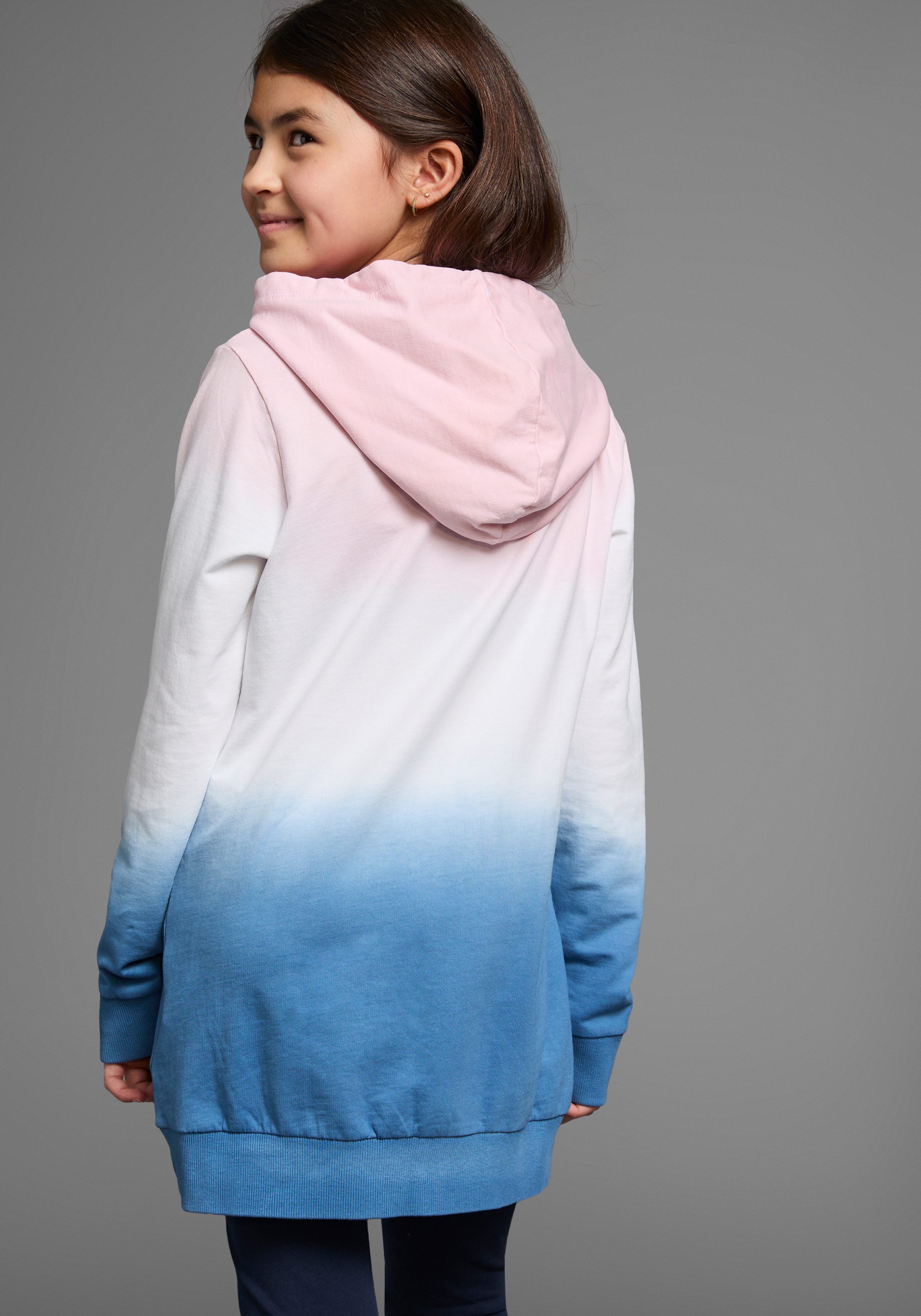 KangaROOS Hoodie , Lange sweatshirt met kleurverloop Lange mouwen met boorden, getailleerde snit, met logoprint