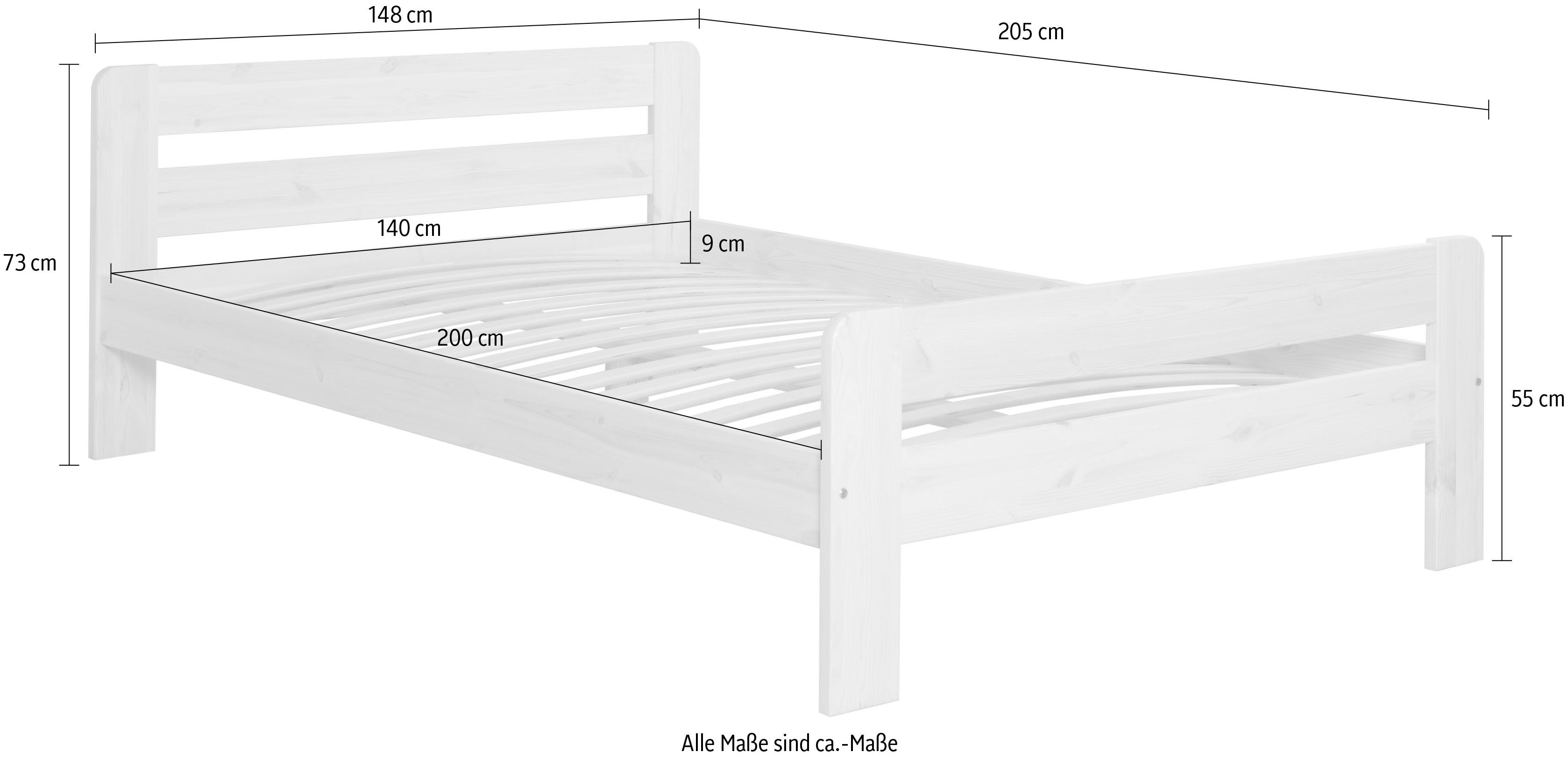 Ticaa Massief houten ledikant Bert, FSC®-gecertificeerd (grenen), tienerbed, met lattenbodem