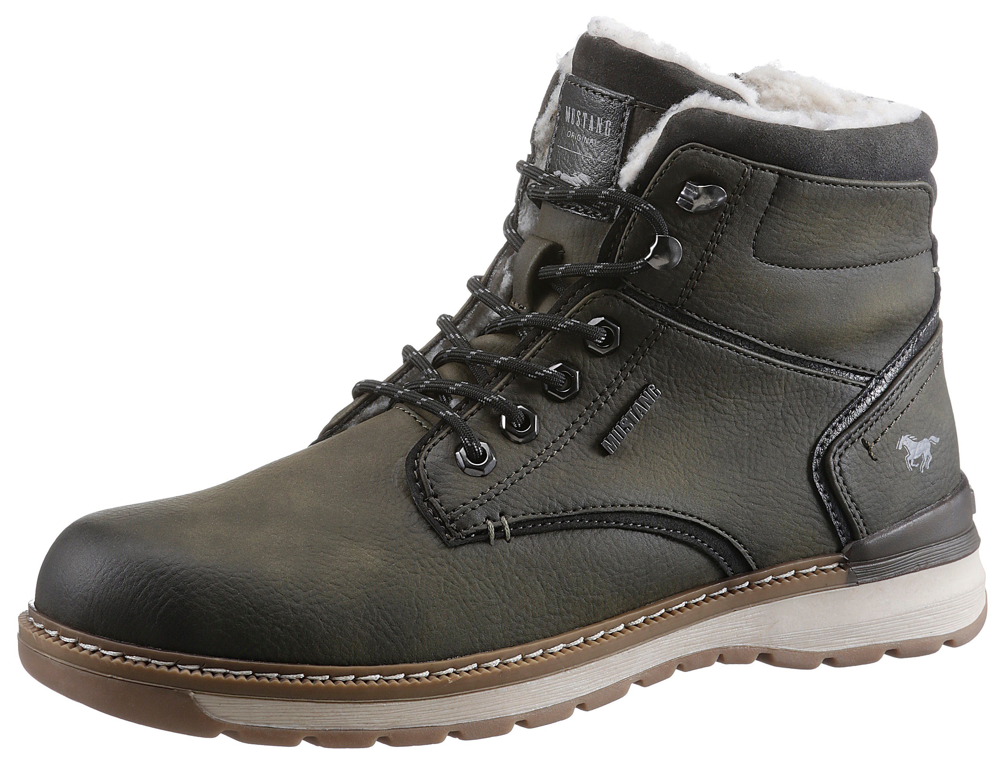 Mustang Shoes Winterlaarzen casual mode, veterschoenen, winterlaarzen met oogjes en logo-patch