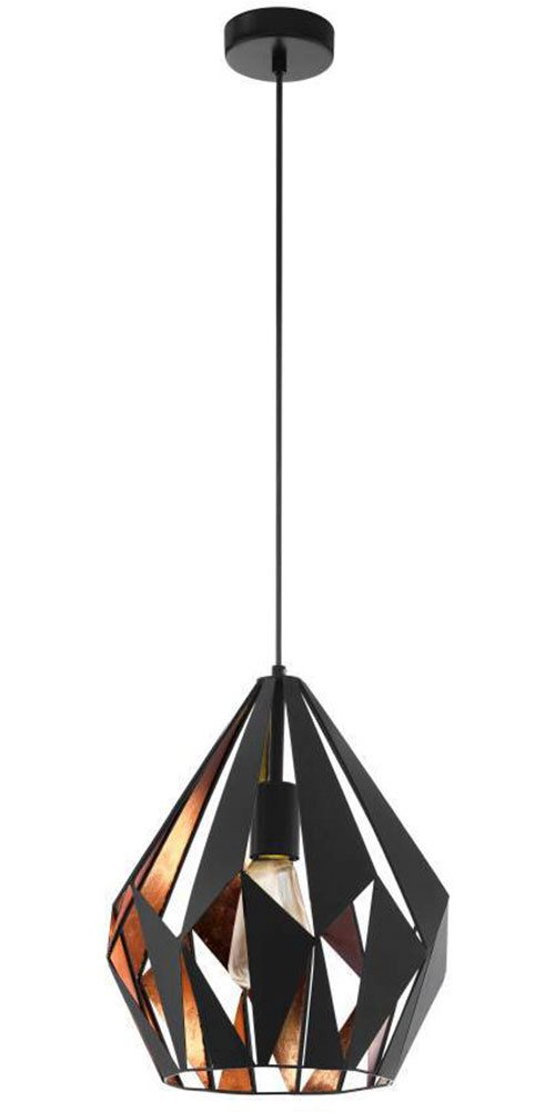 EGLO Hanglamp CARLTON 1 hanglamp, zwart-koper, staal, excl. lichtbron