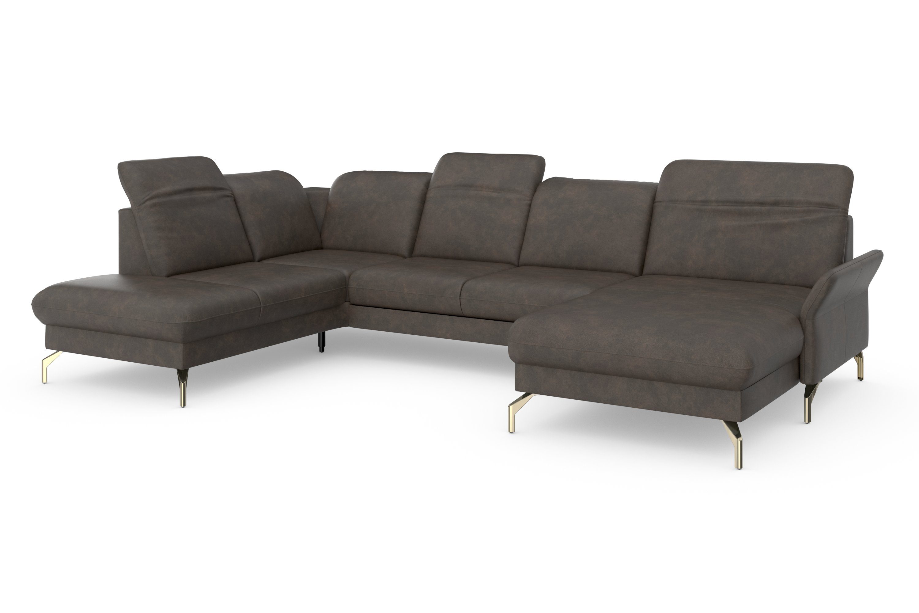 sit&more Zithoek Fashion U-vorm naar keuze met verstelbare hoofdsteun, uittrekzitting, motorisch, nikkel poten