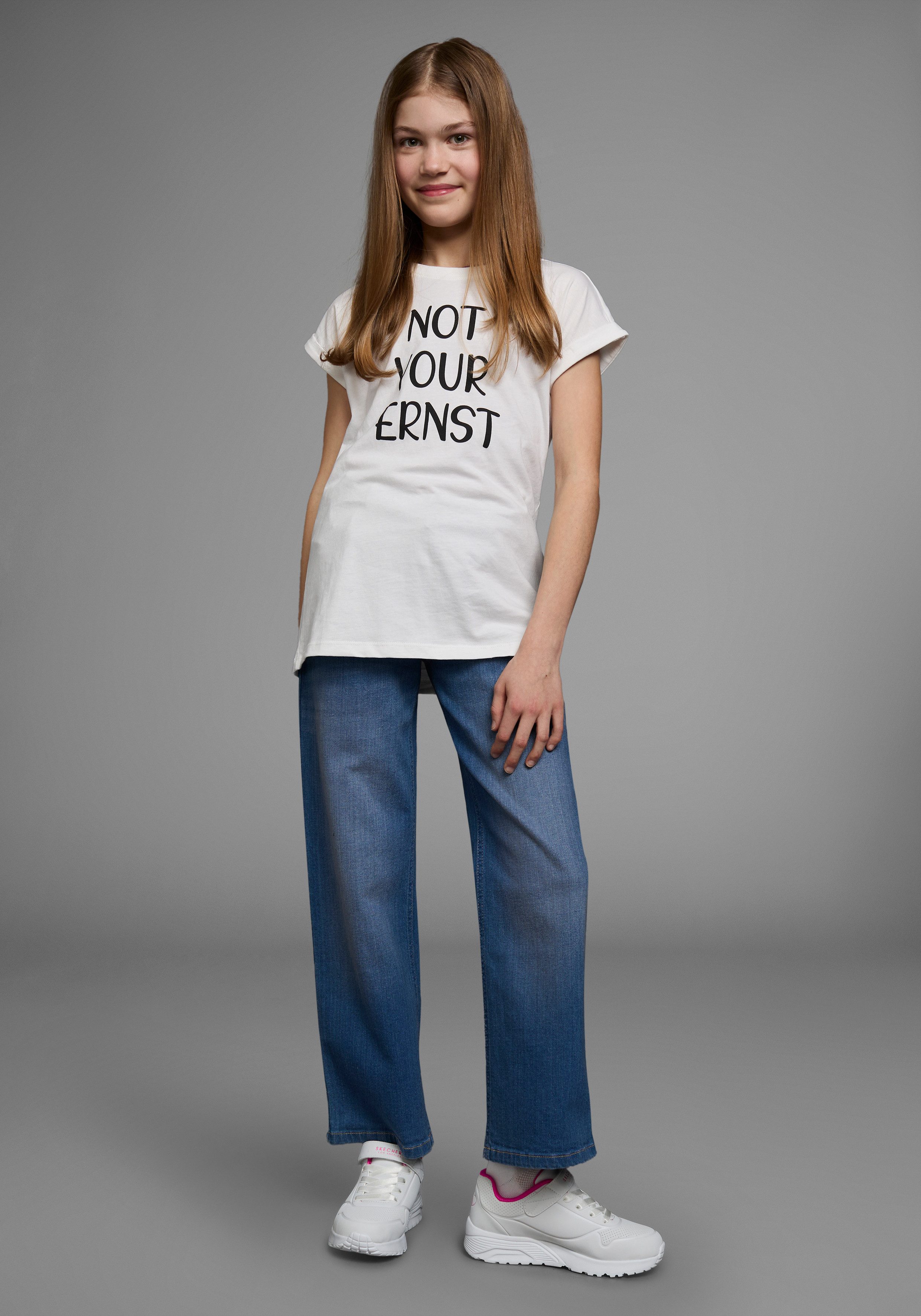 KIDSWORLD T-shirt NOT YOUR ERNST Korte mouwen, bedrukt, ronde hals, van katoen