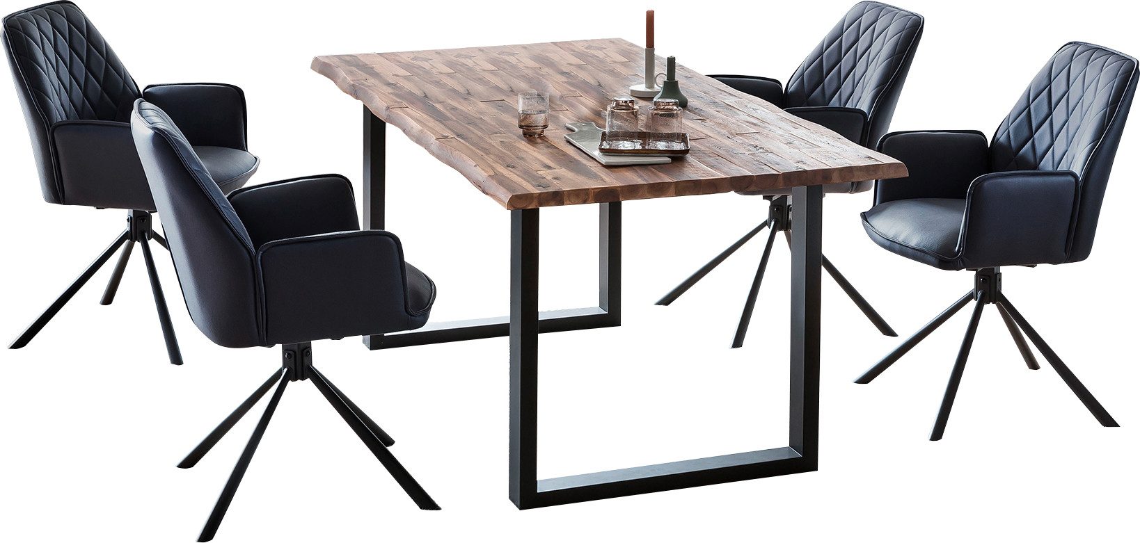 SalesFever Eethoek Stoelen met 360 graden draaiplateau onder de zitting (set, 5-delig)