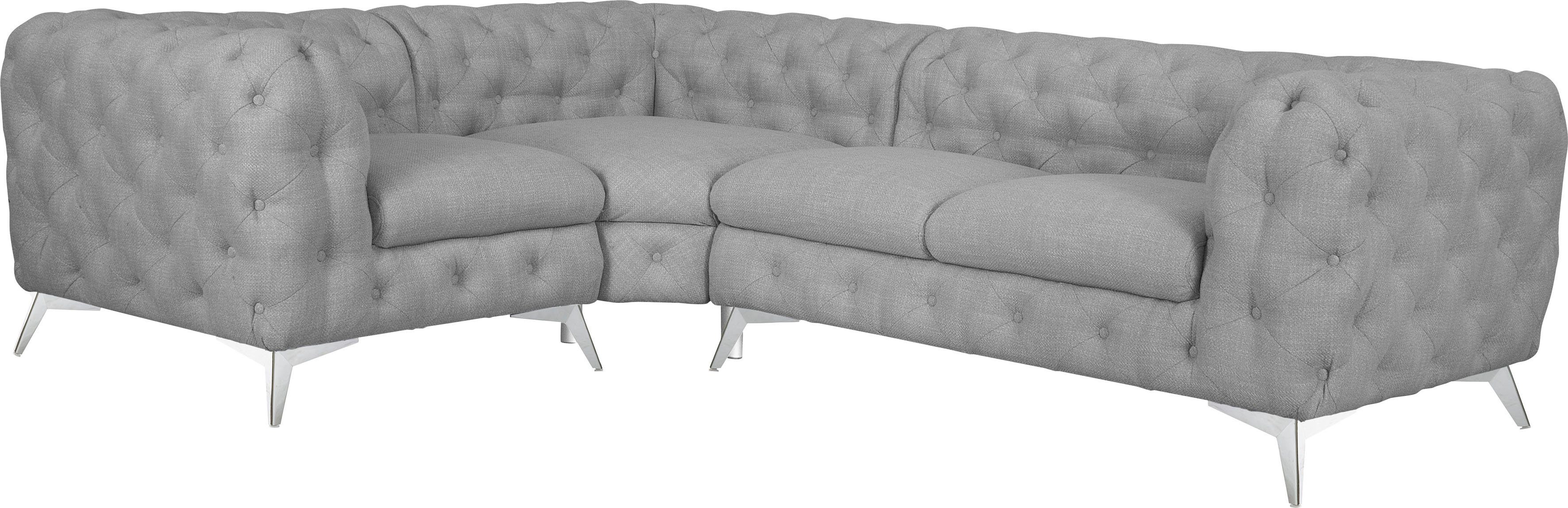 Leonique Chesterfield-bank Glynis L-vorm luxueuze capitonnage, moderne chesterfield look, kleur van de poten ter keuze