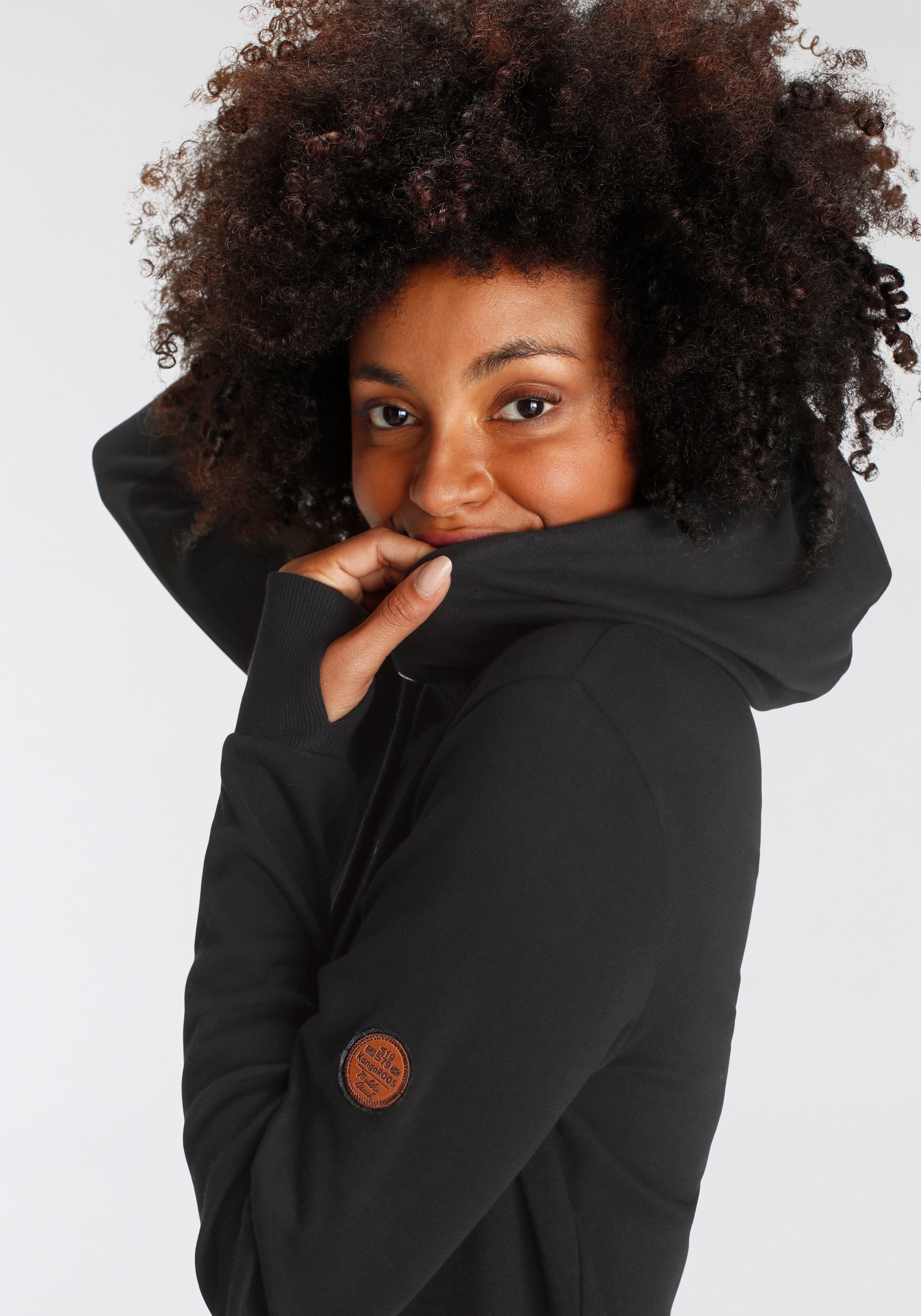 KangaROOS Hoodie Langarm met duimopeningen, figuurvolgend, van interlockmateriaal