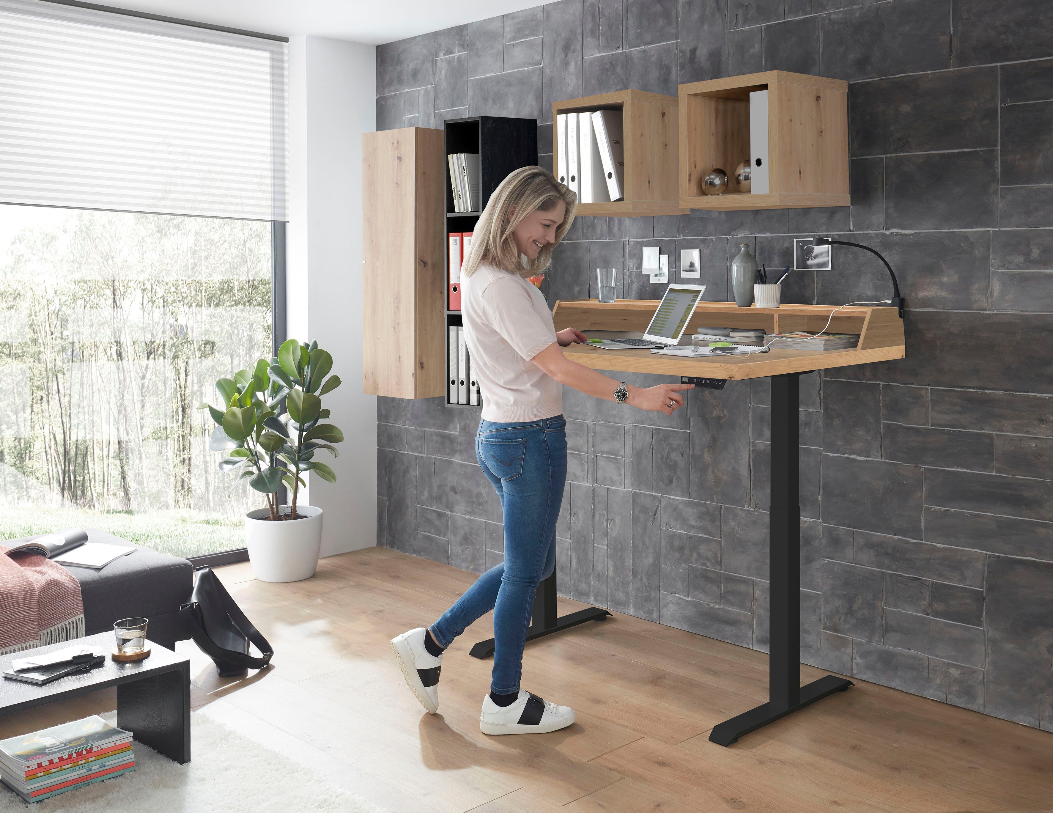 Mäusbacher Bureau Big System Office Breedte 120 cm, elektrisch in hoogte verstelbaar
