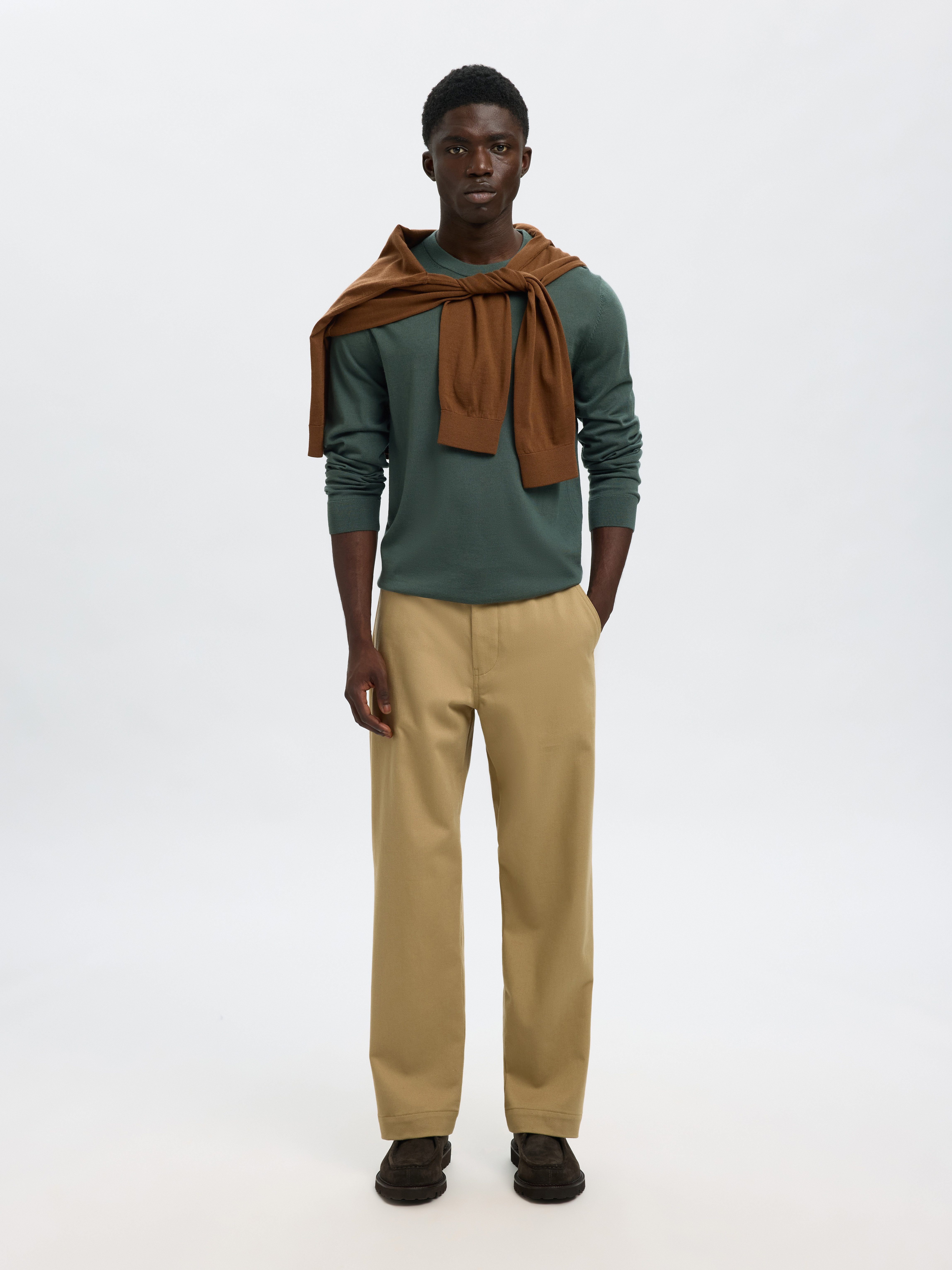 SELECTED HOMME Gebreide trui SLHTRAY LS KNIT MERINO CREW NECK NOOS