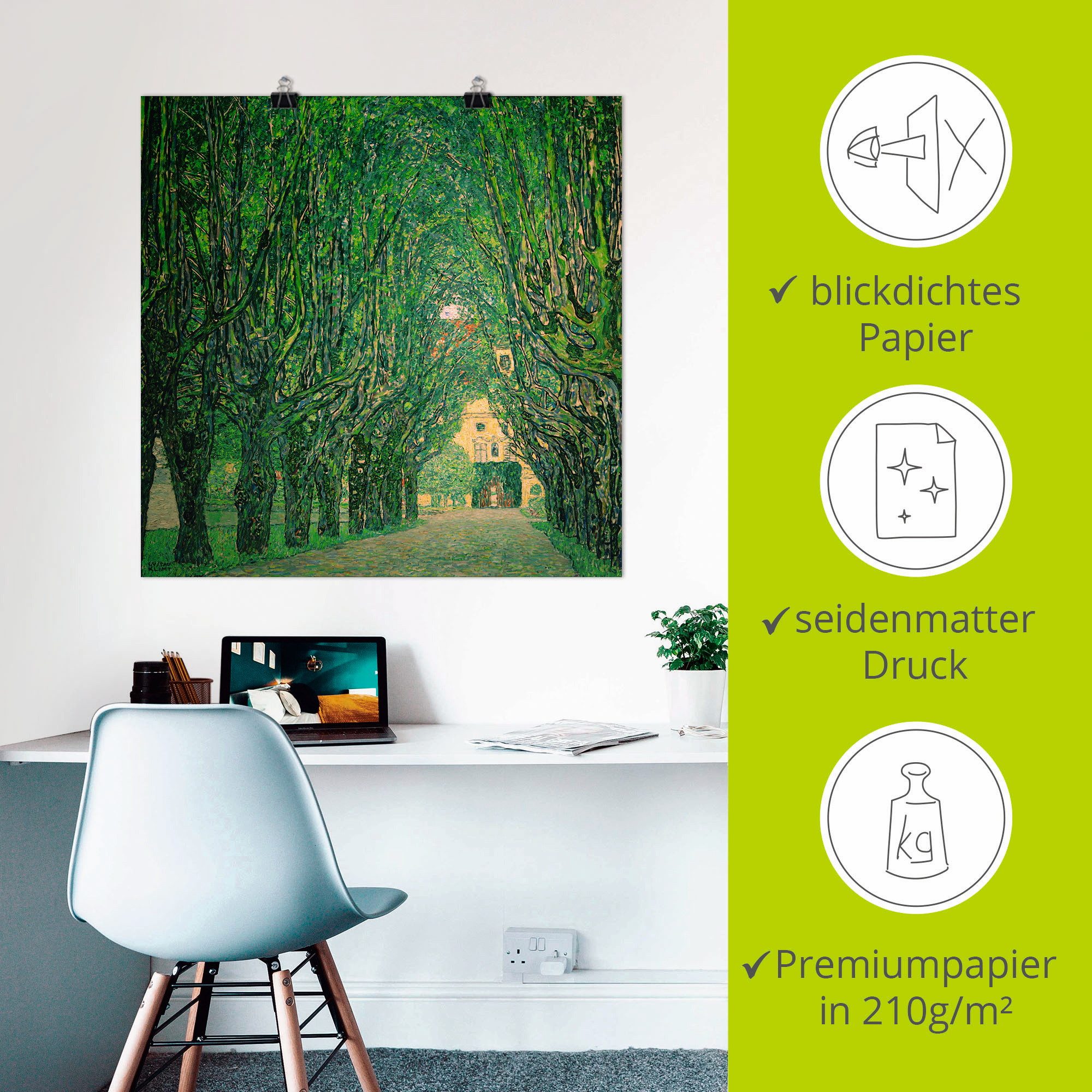 Artland Artprint Laan in het park van slot Kammer als artprint op linnen, muursticker of poster in verschillende maten