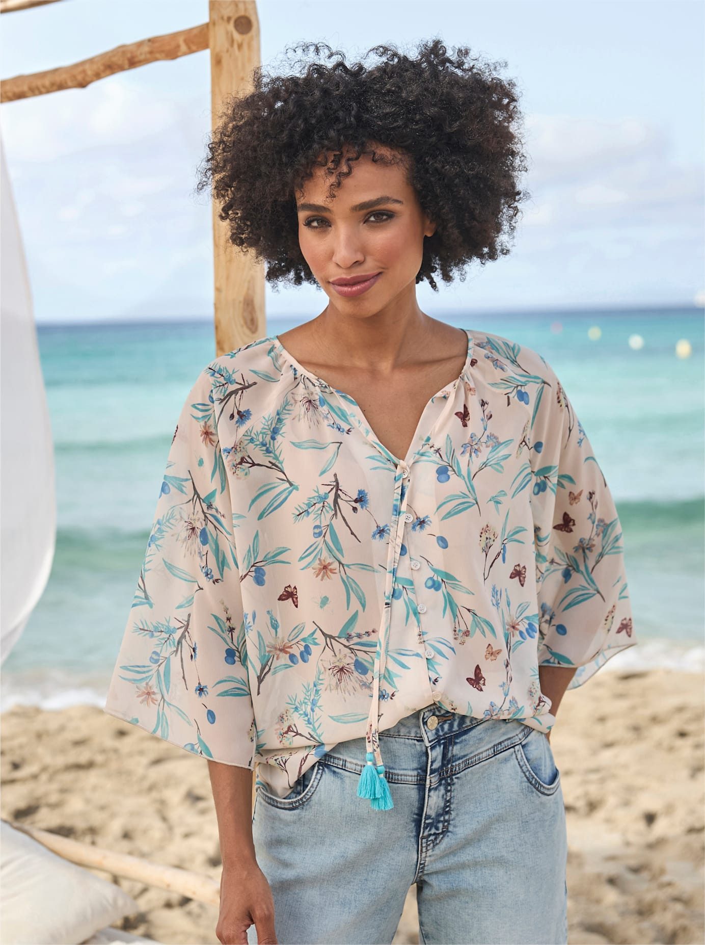 heine Gedessineerde blouse dames blouses maat 36 beige