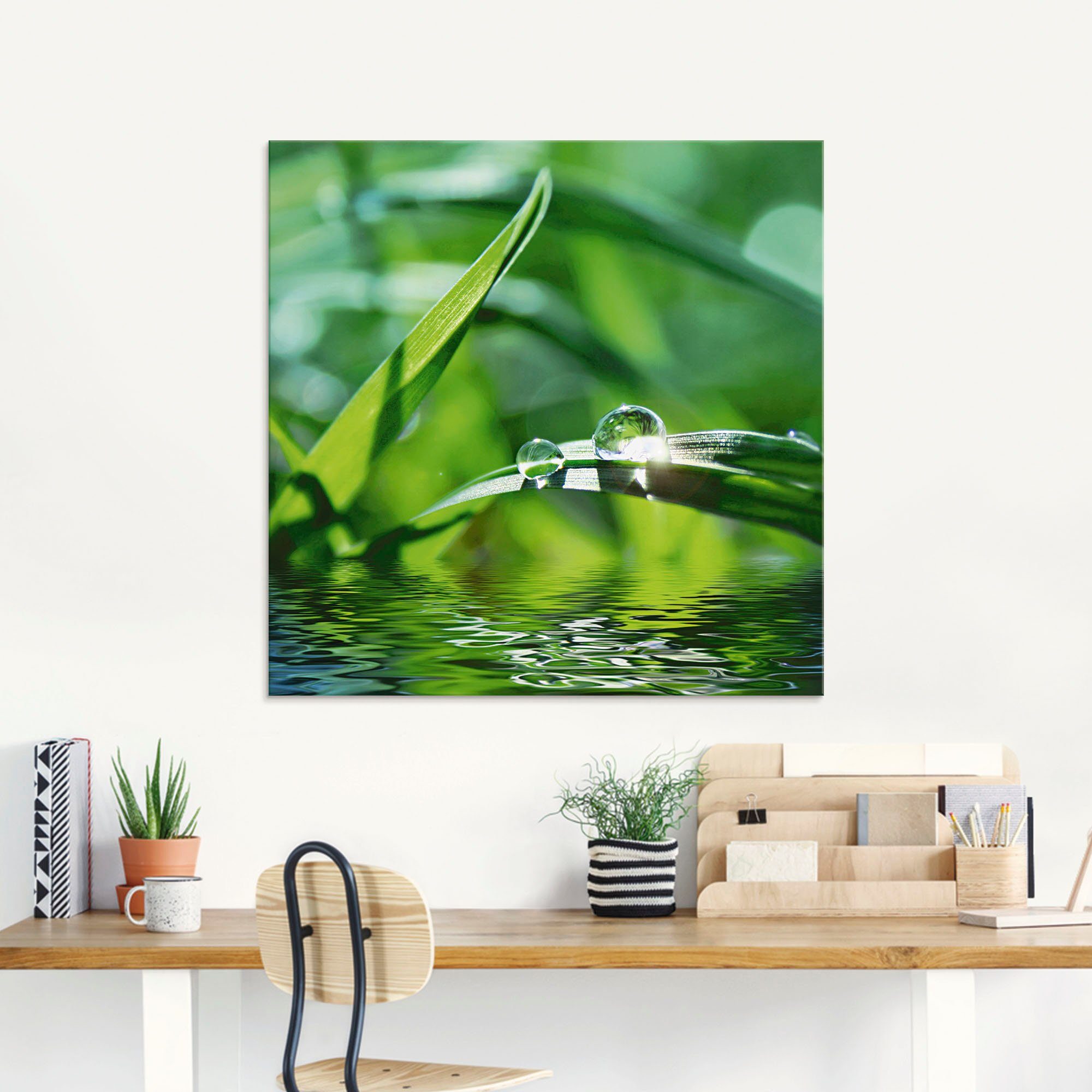 Artland Print op glas Groene achtergrond met gras