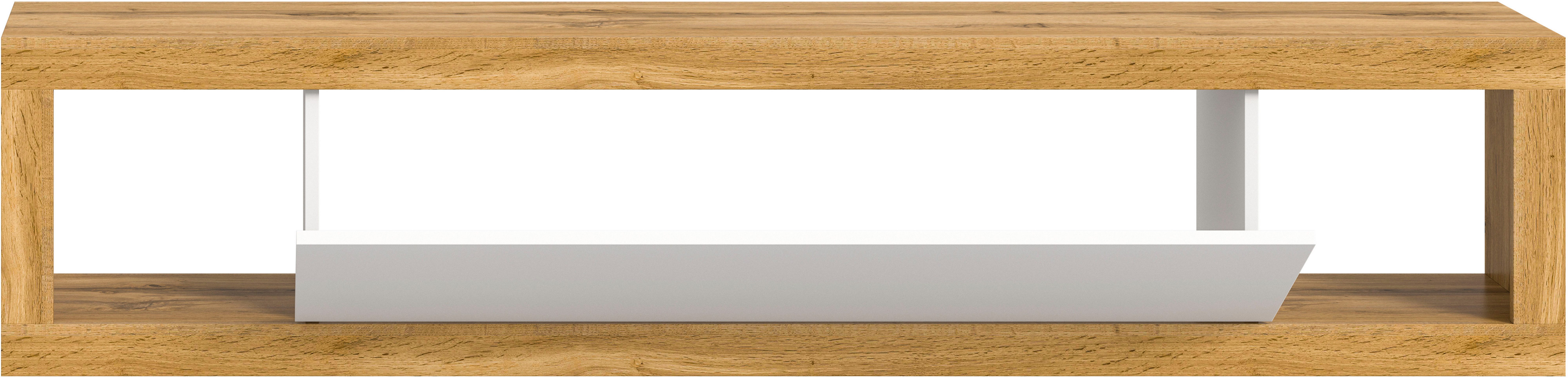 INOSIGN Tv-meubel Trinity, Breedte 180 cm, staand en hangend, 1 klep, 2 open vakken, greeploze fronten, tv-meubel, tv-kast, hangkast