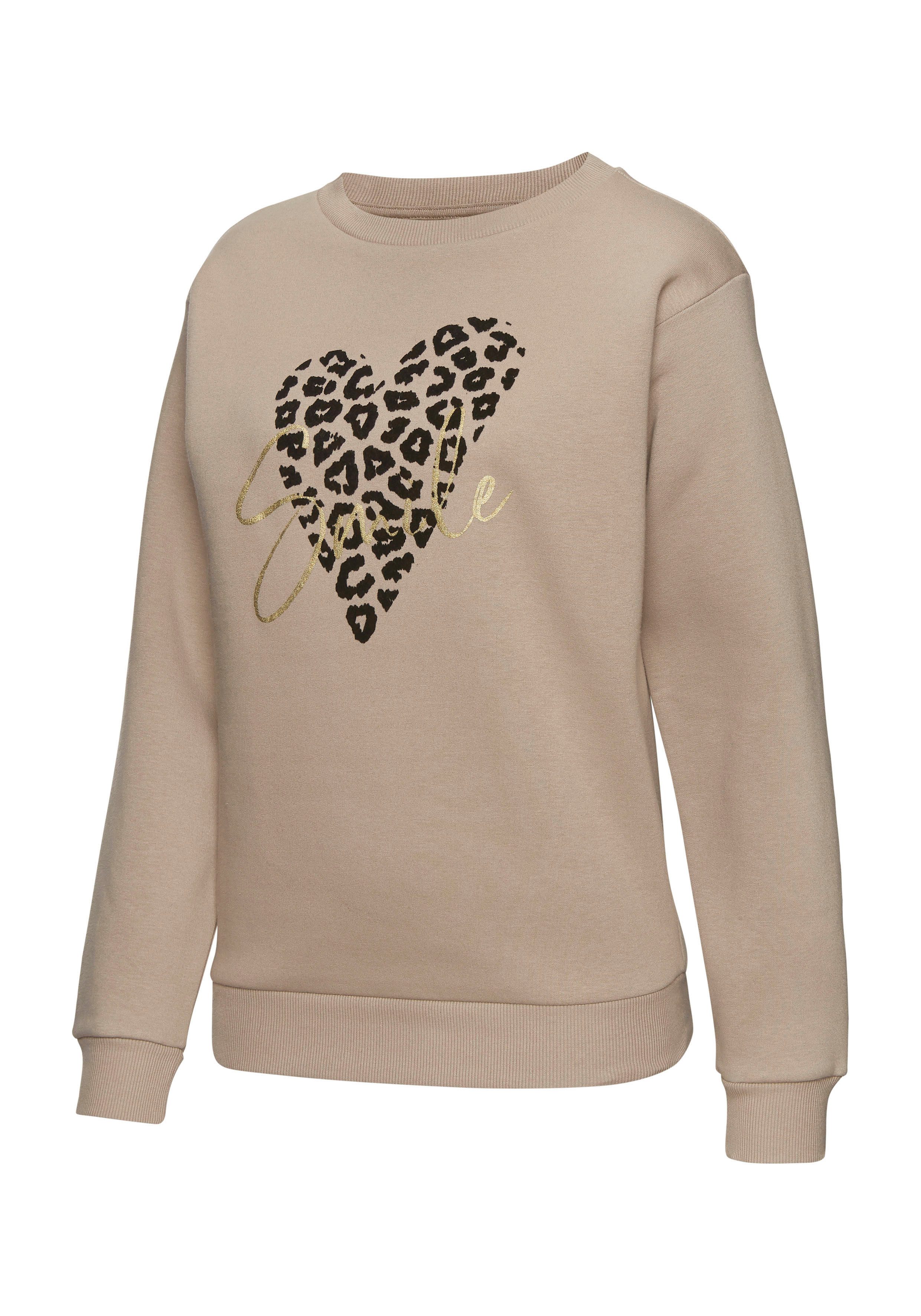Lascana Sweatshirt Lounge shirt met hart-leo-print loungewear