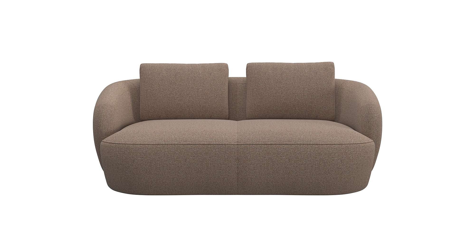 FLEXLUX 2,5-zits Torino, rond, bank, loveseat Modern, organisch bankontwerp, koudschuim, golfvering bruin, 2-zitsbanken, 186 cm
