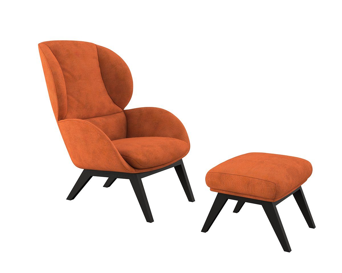 FLEXLUX Oorfauteuil Adria designstoel, loungestoel, Stijl & comfort, organische vorm, zwarte houten voet