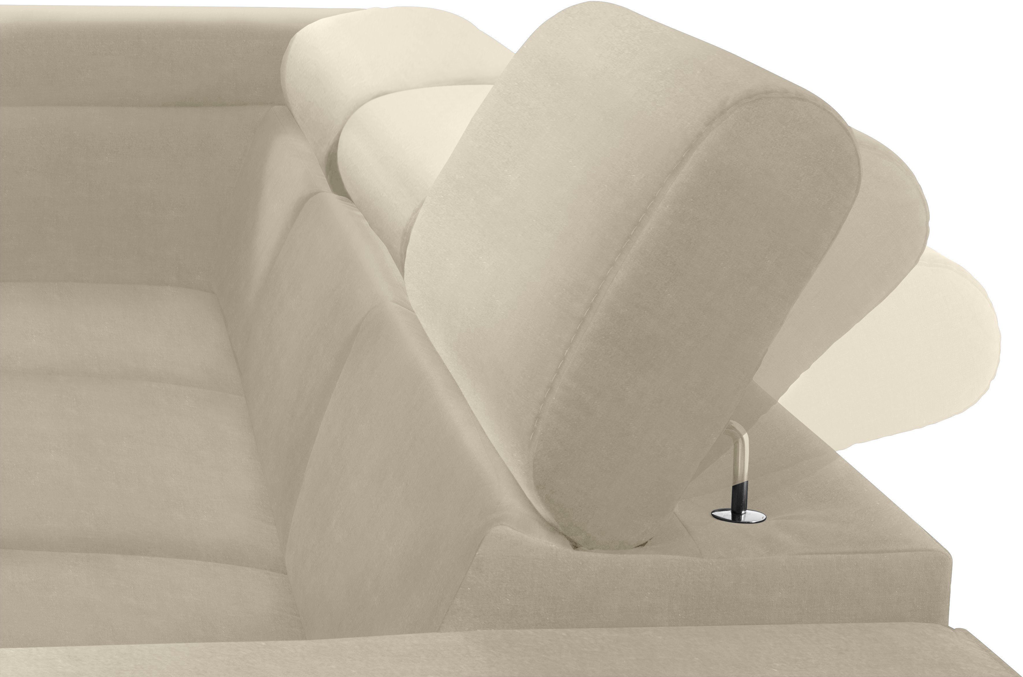 COTTA Hoekbank Morven L-vorm met hoofdeindeverstelling keuze met bedfunctie, bedlade & draadloze oplader