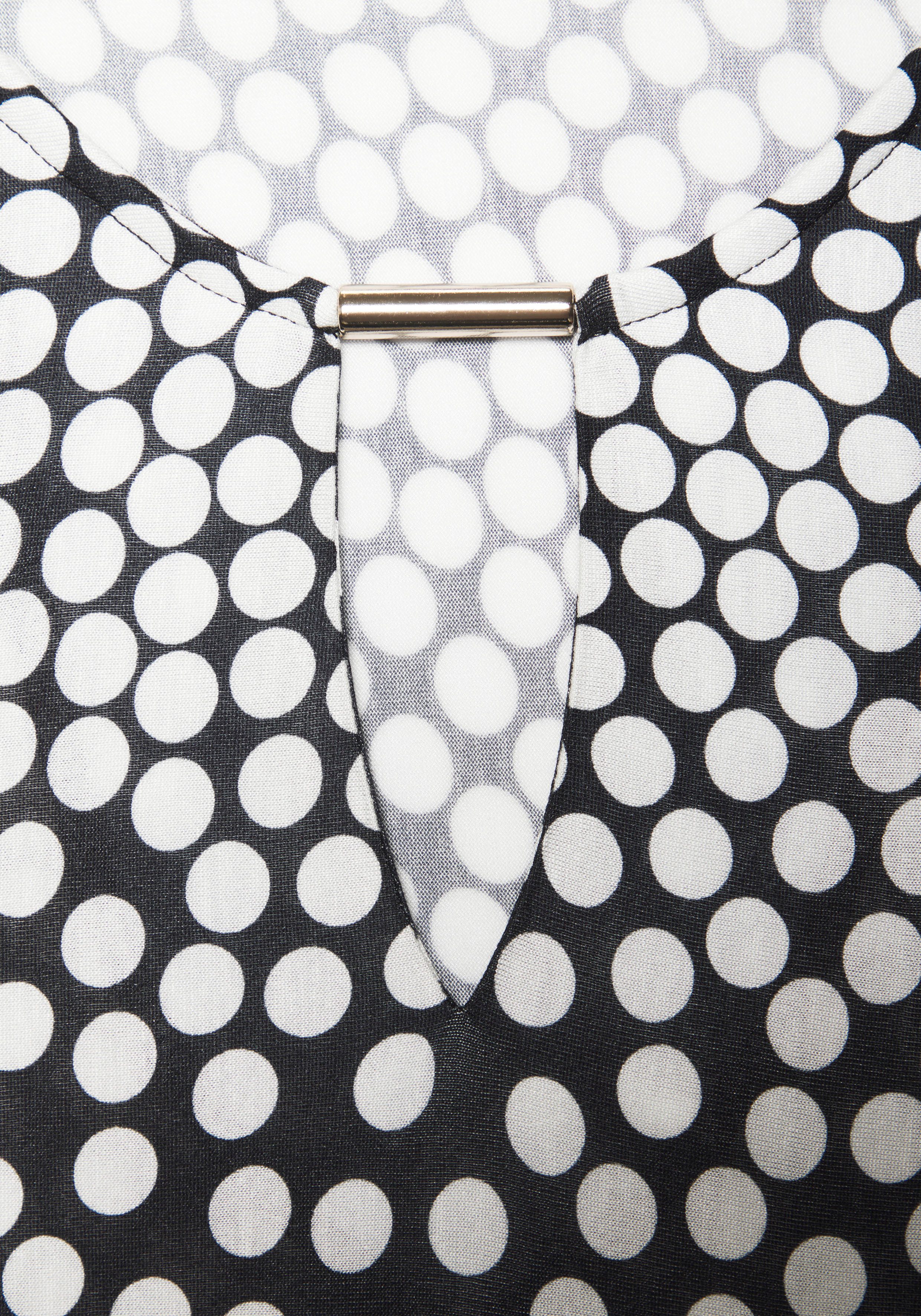 Lascana Shirt met lange mouwen met kleine uitsnijding jersey-shirt stippen-print