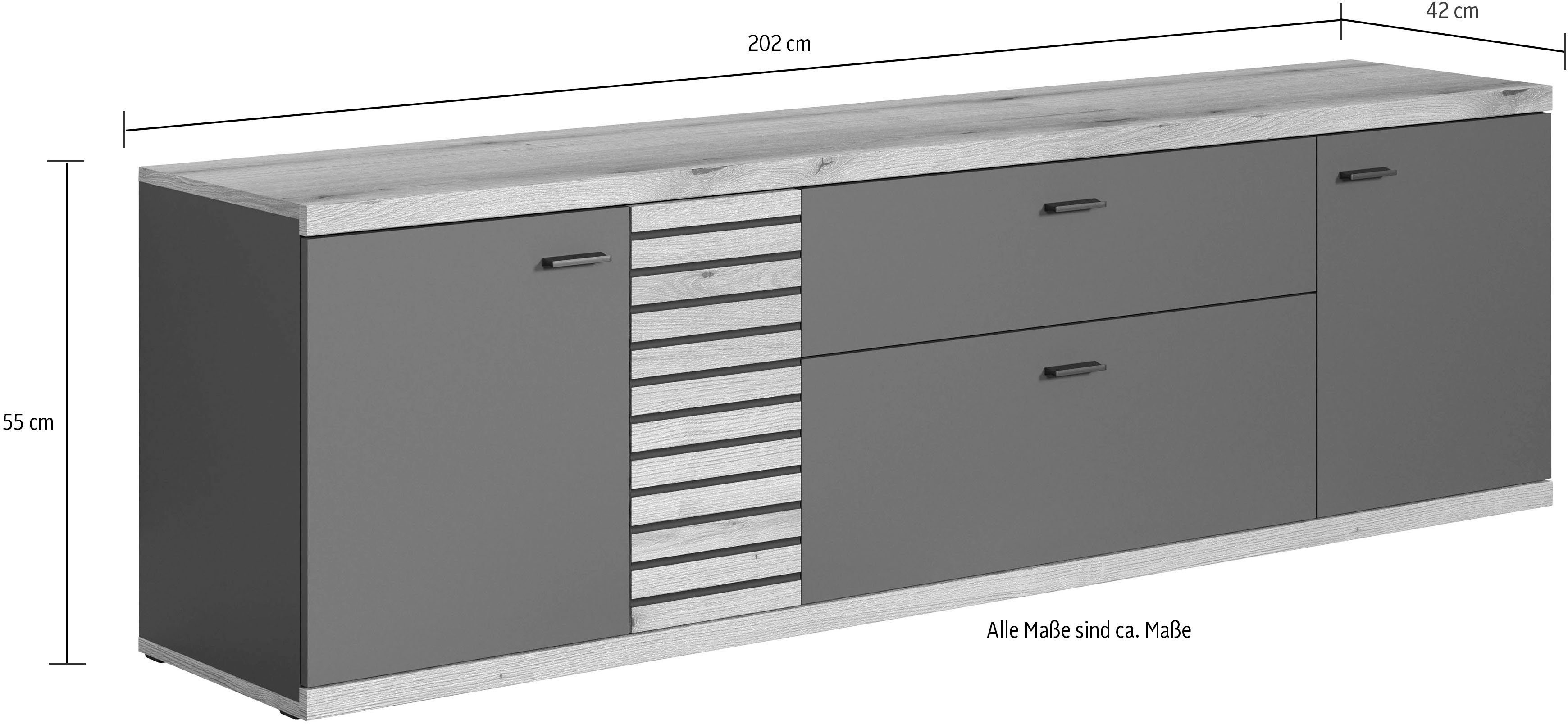 INOSIGN Tv-meubel Galway TV-kast TV-lowboard in modern ontwerp, breedte 202 cm