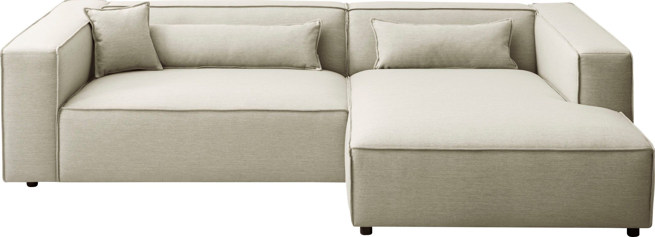 LeGer Home by Lena Gercke Hoekbank PIARA XXL, Big-sofa in cord of linnenlook, L-vorm, met biesnaad