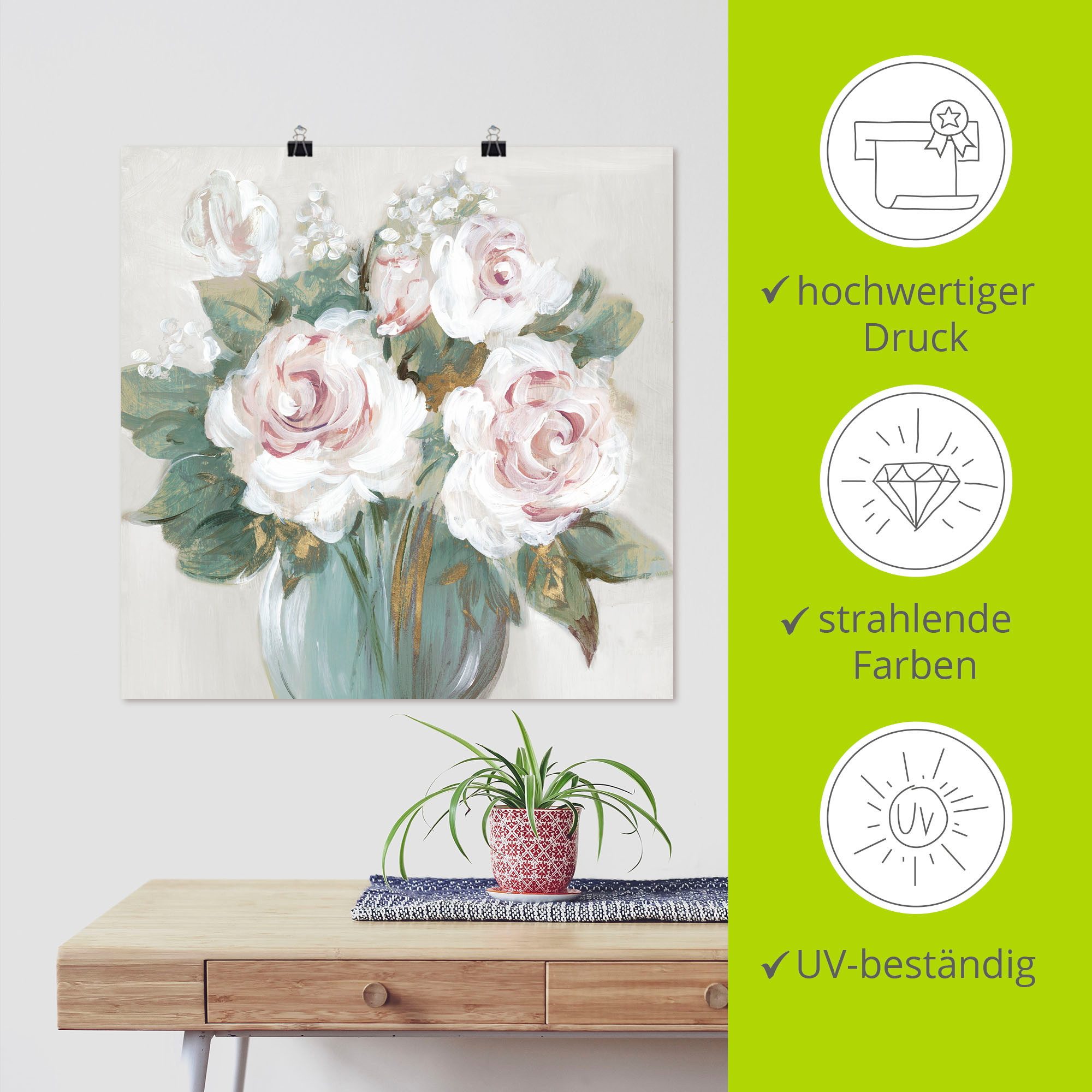 Artland Artprint Goudkleurige bos bloemen als artprint van aluminium, artprint voor buiten, artprint op linnen, poster in verschillende maten. maten