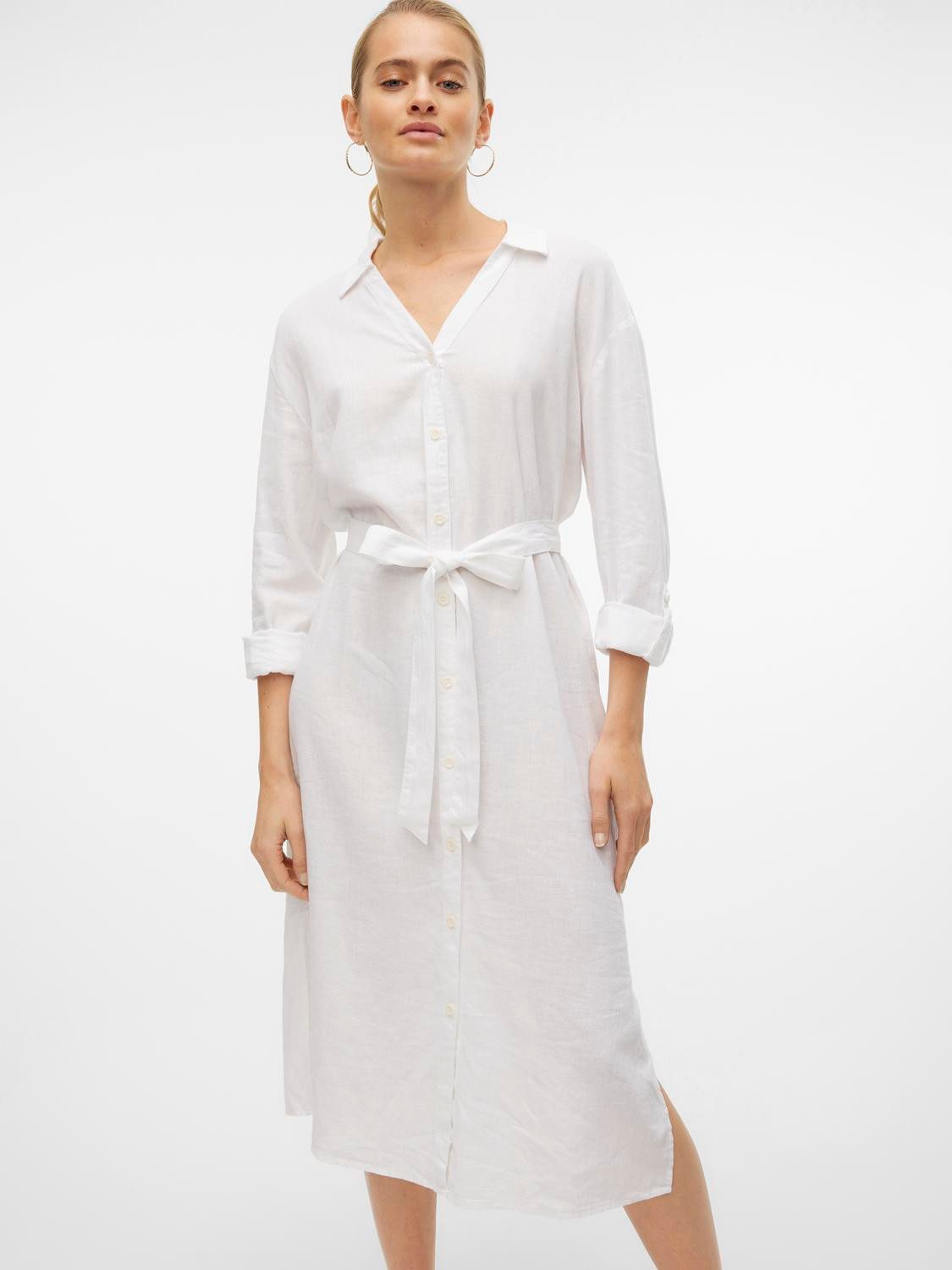 Vero Moda Jurk met overhemdkraag VMLINN LOOSE CALF SHIRT WVN NOOS