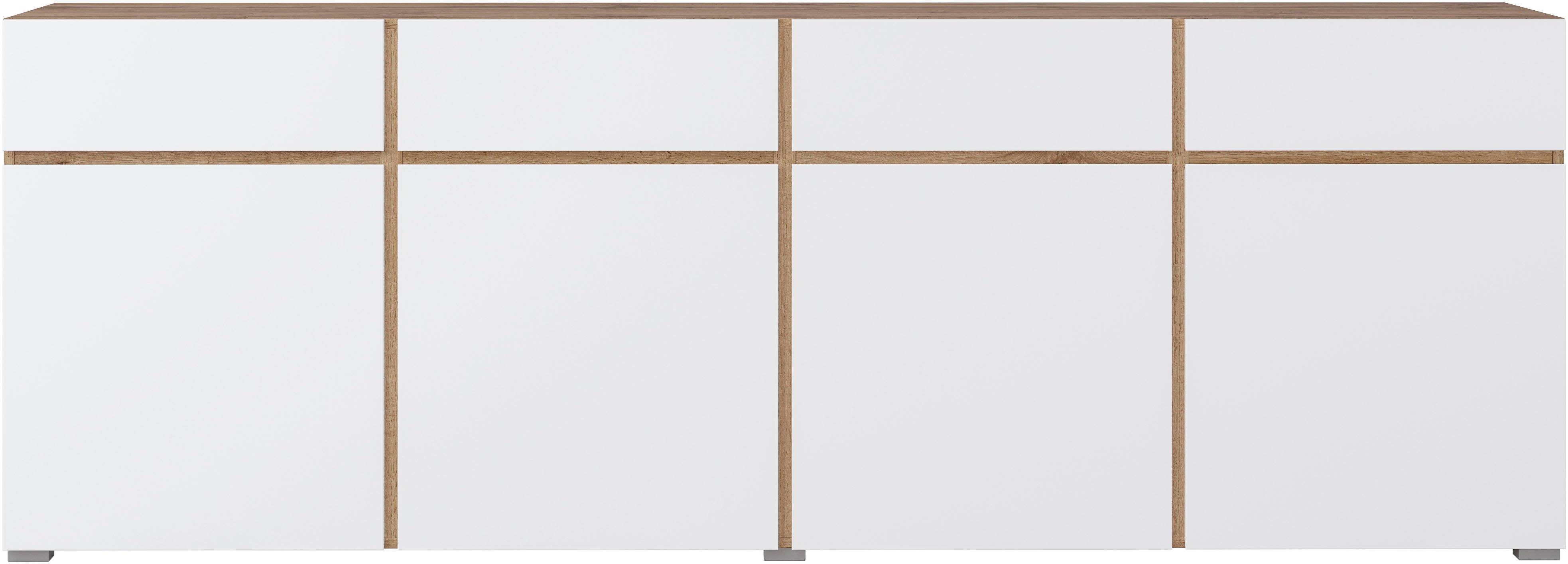 INOSIGN Dressoir Cross, breedte 225 cm, moderne greeploze ladekast, 4 deuren/4 laden