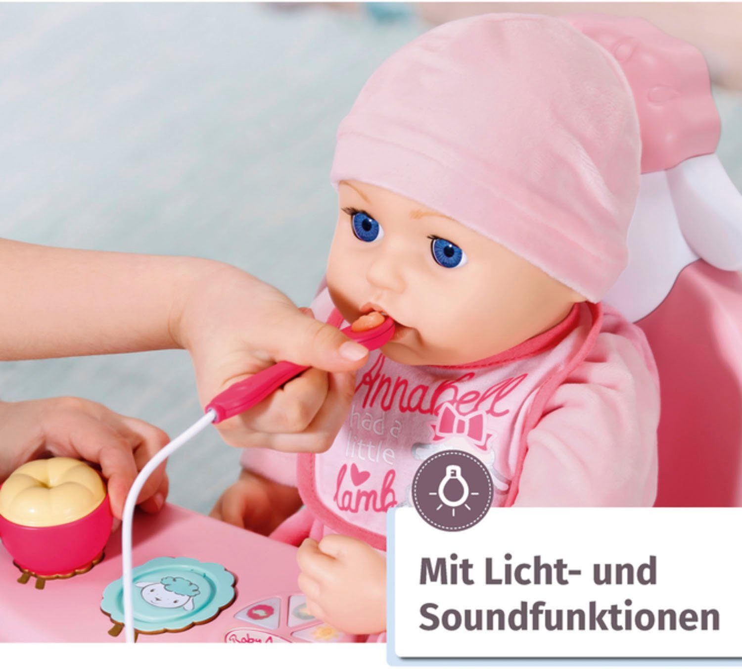 Baby Annabell Poppenkinderstoel Lunch Time tafel met licht- en geluidseffecten