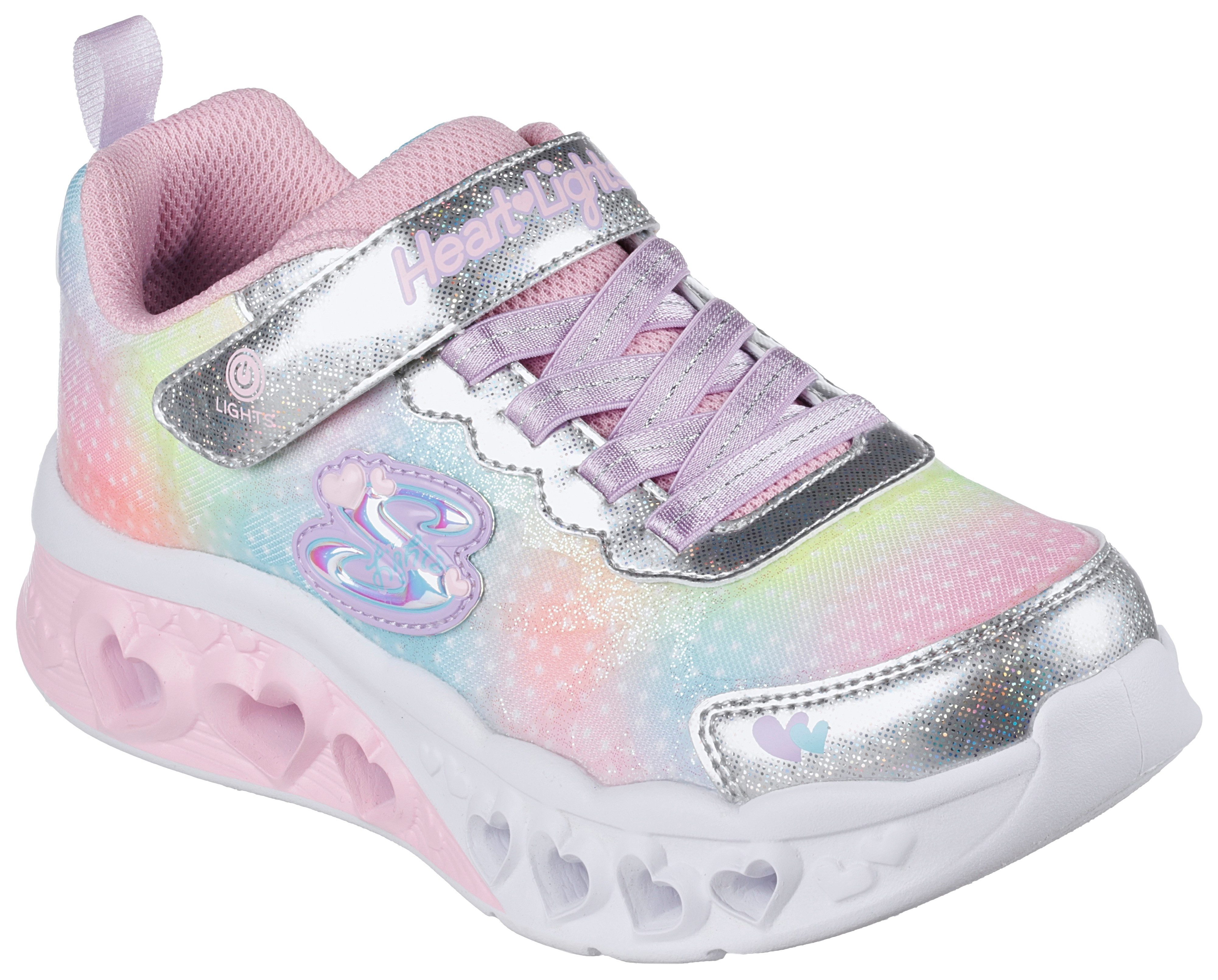 Skechers Sneakers Blinkschoen FLUTTER HEART LIGHTS blink schoen, led schoen, slip-on sneaker met regenboog kleurverloop