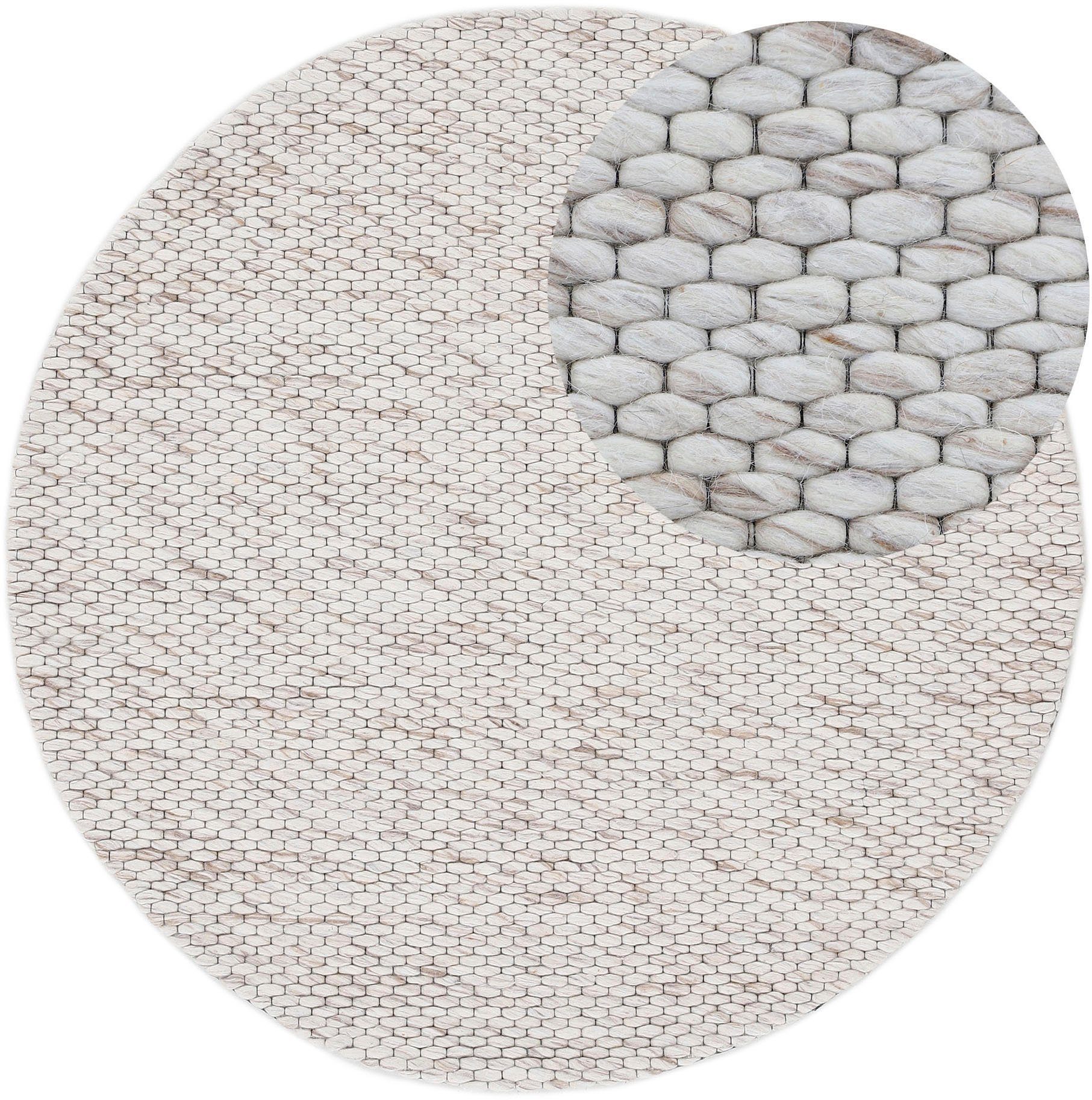 carpetfine Wollen kleed Sina grove structuur, tijdloos design, 100% wol, woonkamer