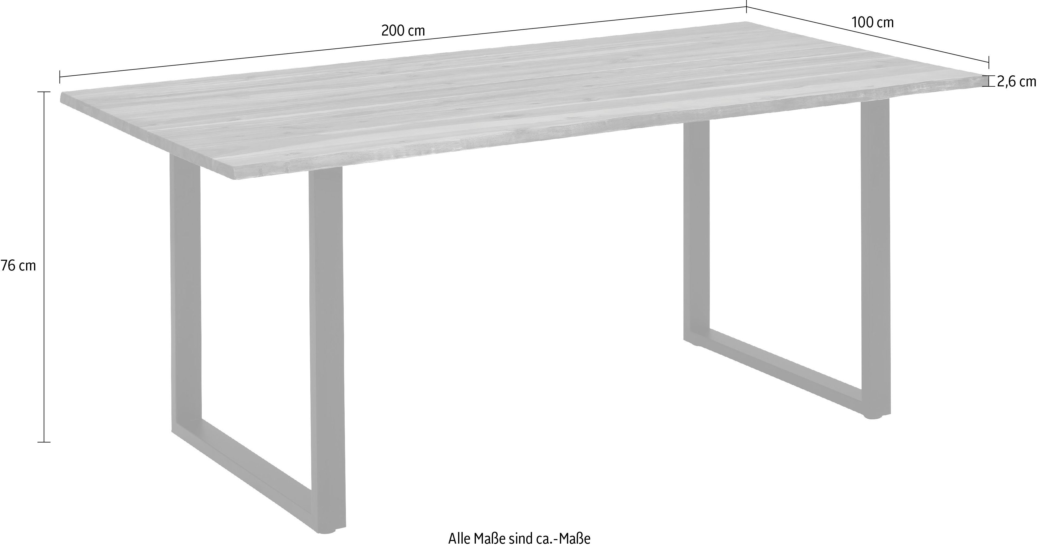 Home affaire Tafel met hout Jenny I Massief hout, dikte van het tafelblad 26 mm, in verschillende afmetingen