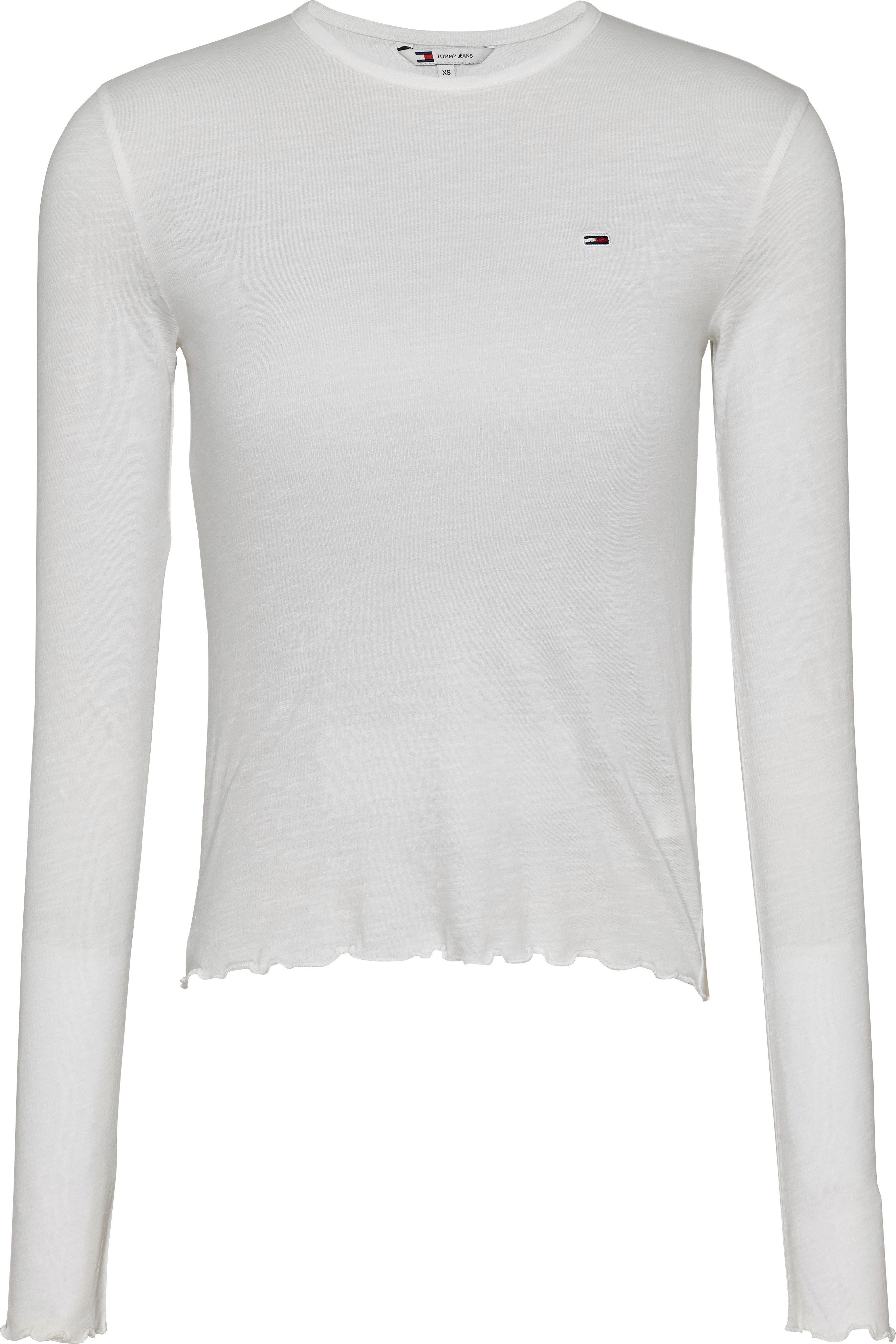 TOMMY JEANS Shirt met lange mouwen TJW SLUB SOFT TEE LS met babylock-zoom, logo-borduursel