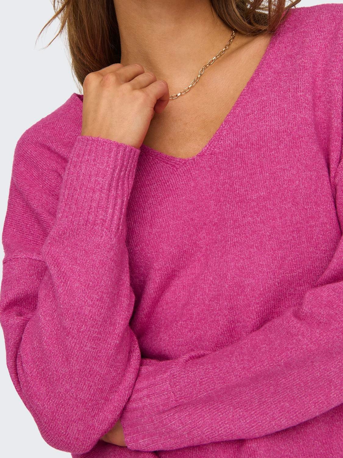 Only Trui met V-hals ONLRICA LIFE L S V-NECK PULLO KNT NOOS