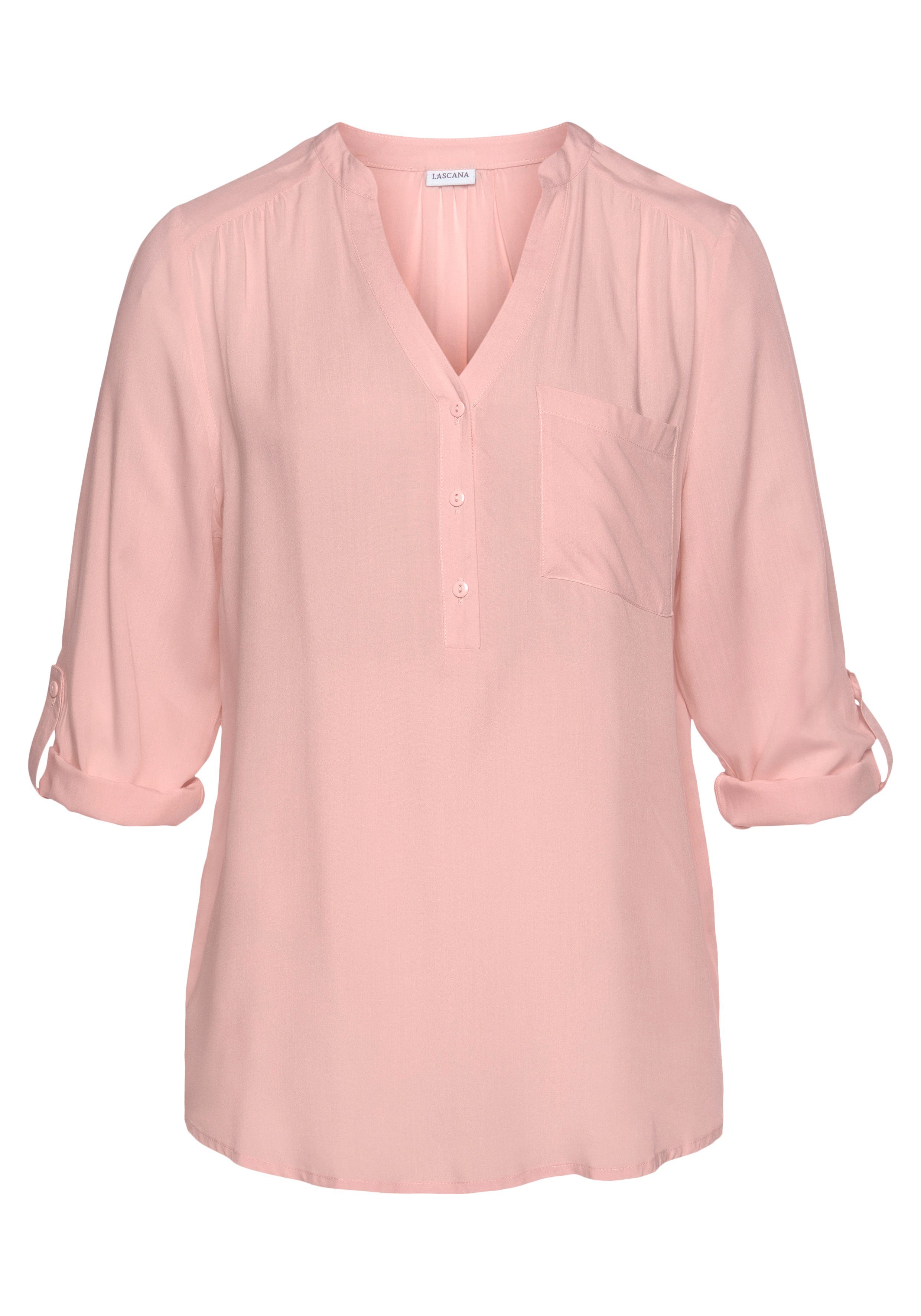 Lascana Blouse zonder sluiting met 3/4-mouwen en knoopsluiting, damesblouse