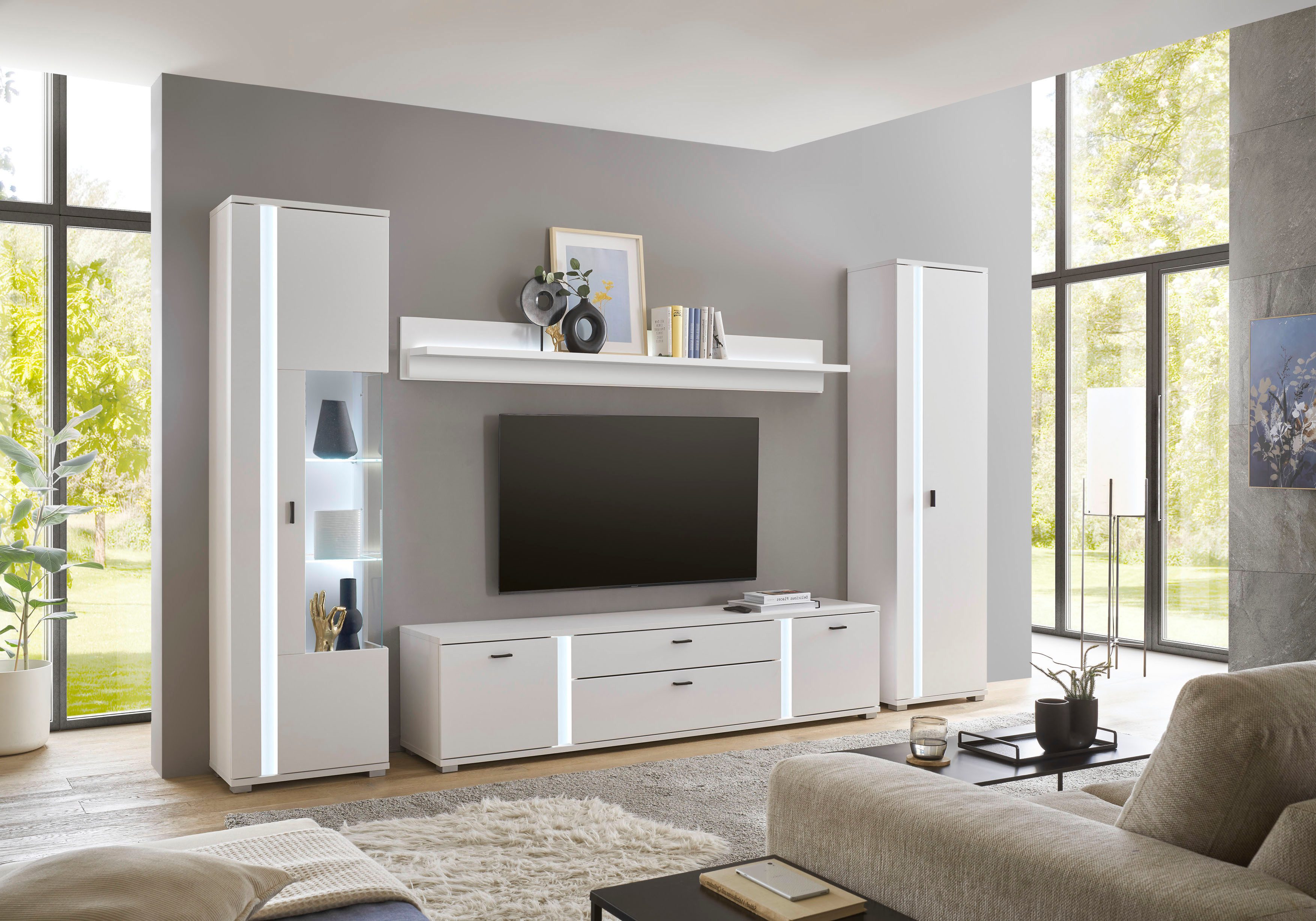INOSIGN Multifunctionele kast Long Island in moderne trendkleur, inclusief verticale verlichting, breedte 55 cm (1 stuk)