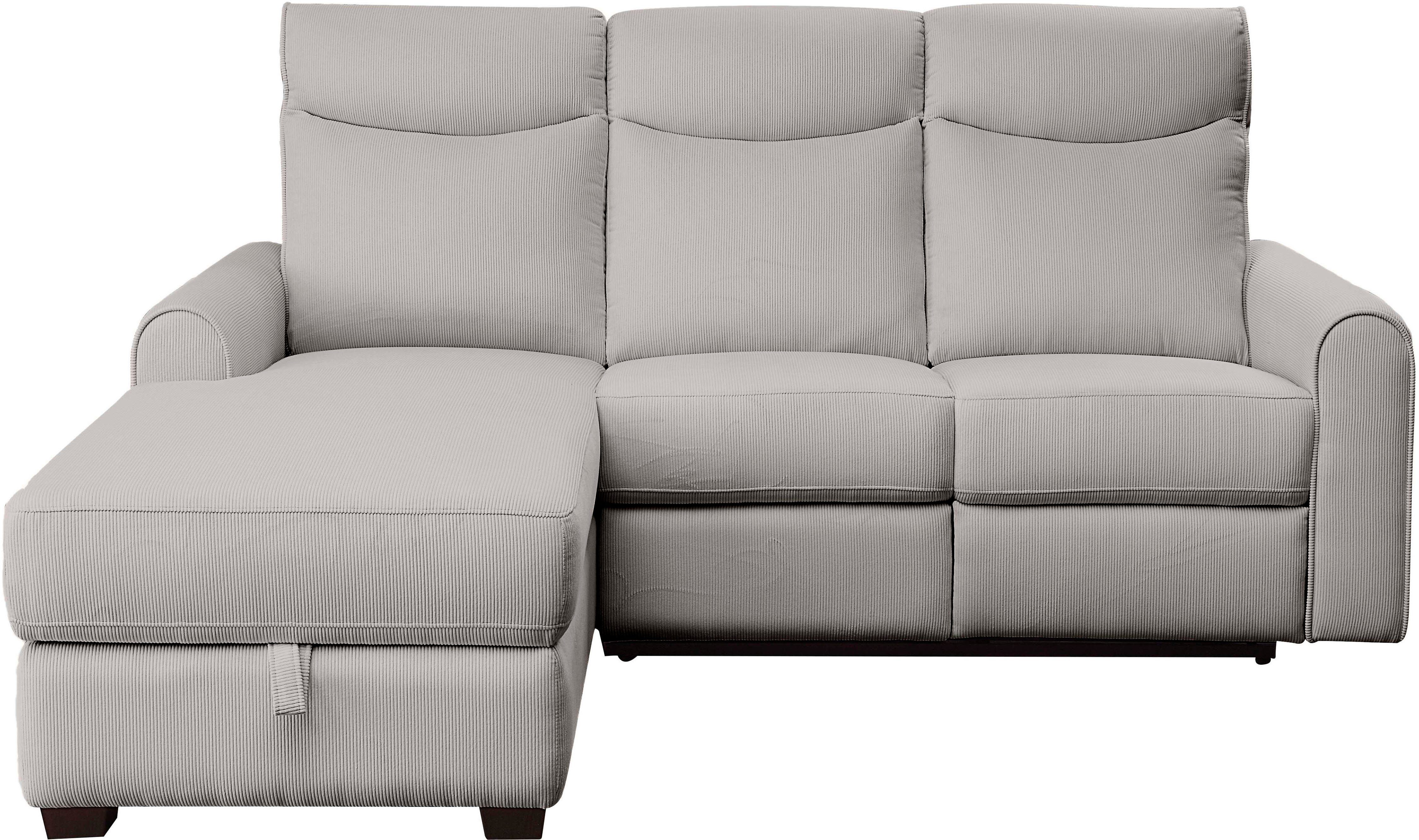 ATLANTIC home collection Hoekbank Gero L-vorm met relaxfunctie en bergruimte, met cordbekleding