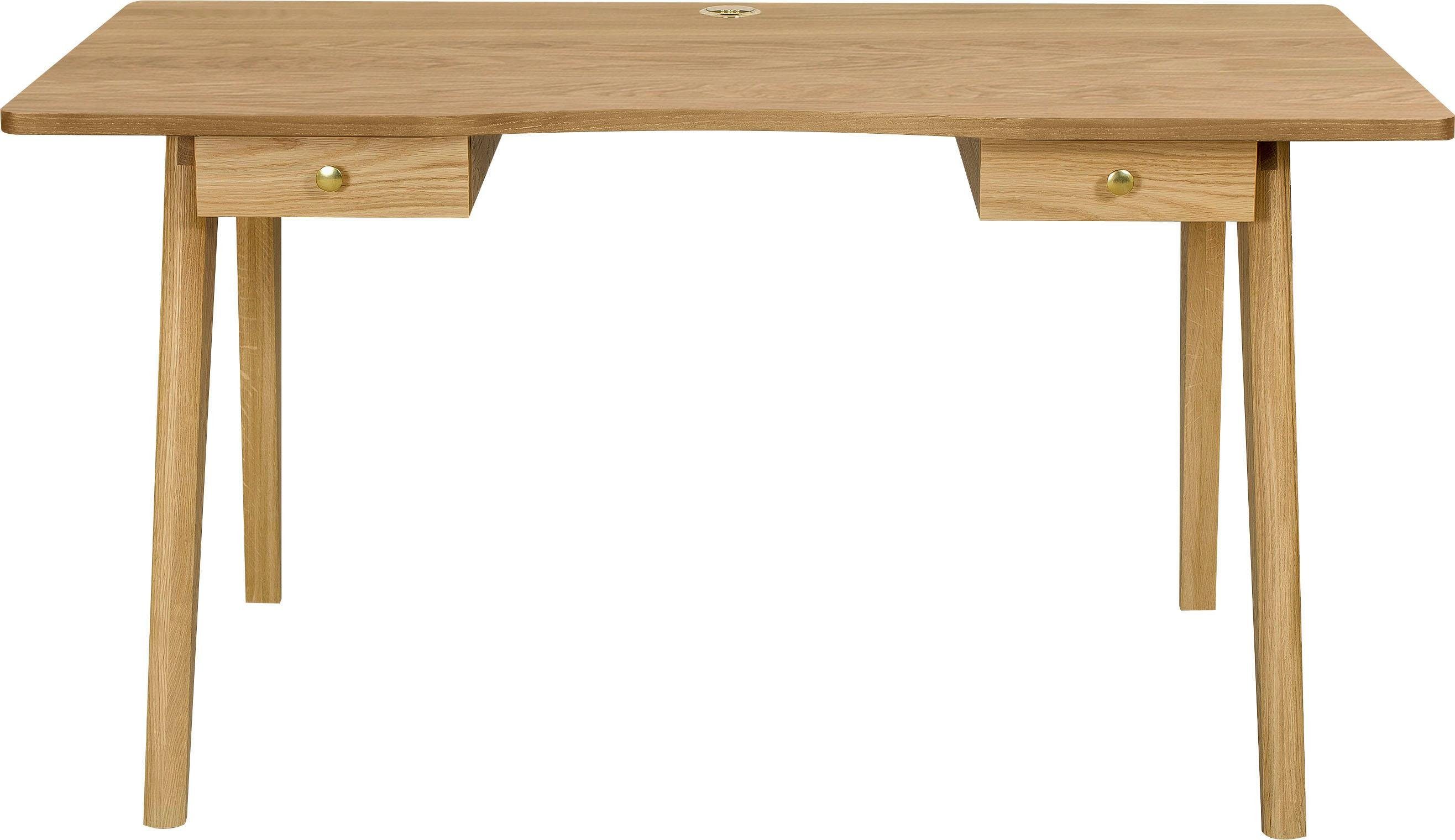 Woodman Bureau Peer in scandinavisch design, tafelpoten van massief eiken bureaus bruin
