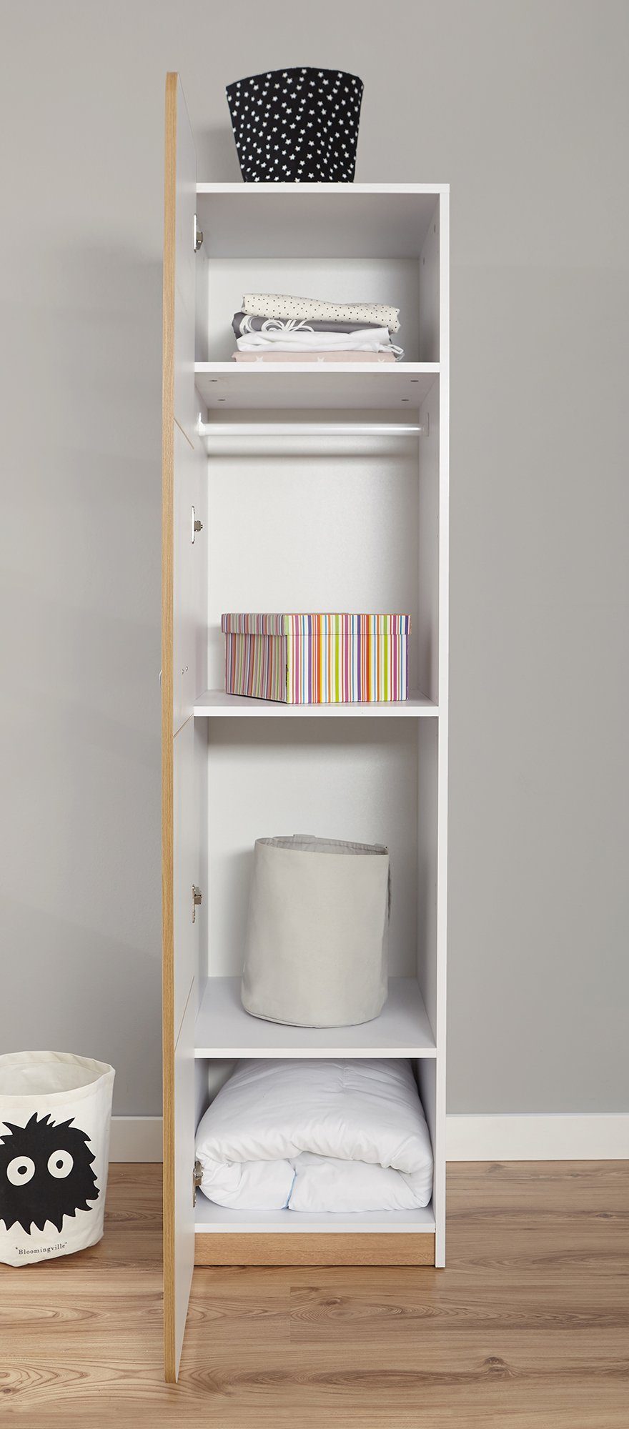 Ticaa Tienerkamerset Lori Bed + kast + bureau + staand rek + wandrek + nachtkastje (set, 6-delig)