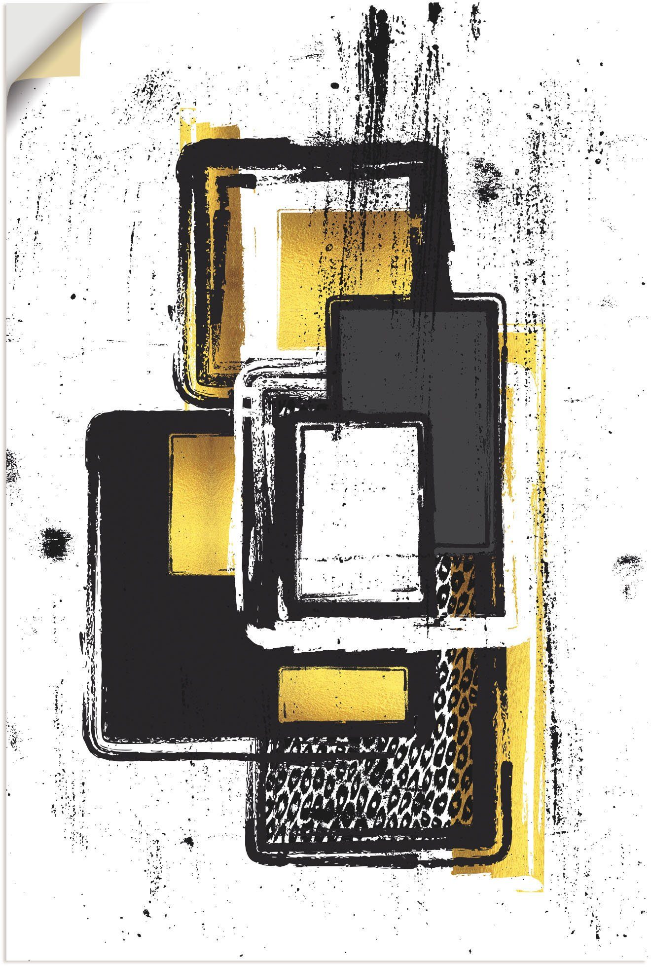Artland Artprint Abstrakte Malerei Nr. 3 gold in vele afmetingen & productsoorten - artprint van aluminium / artprint voor buiten, artprint op linnen, poster, muursticker / wandfol