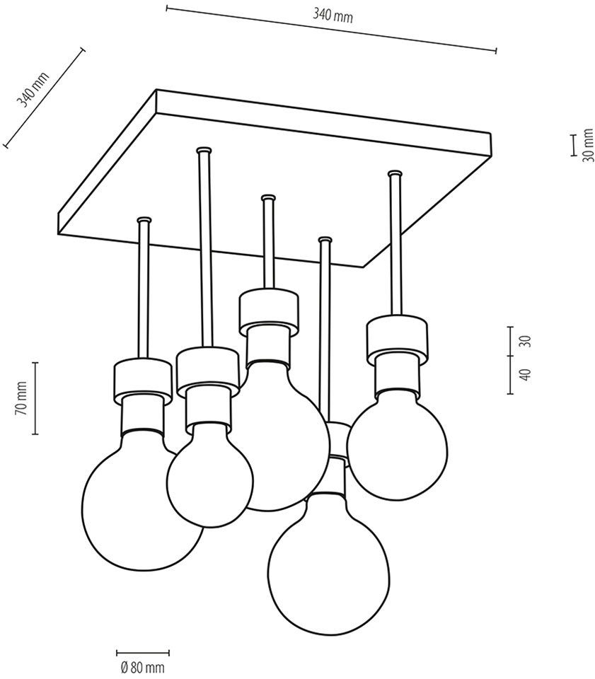 BRITOP LIGHTING Plafondlamp CHANDELLE Natuurproduct van eikenhout, duurzaam met FSC®-certificaat (1 stuk)