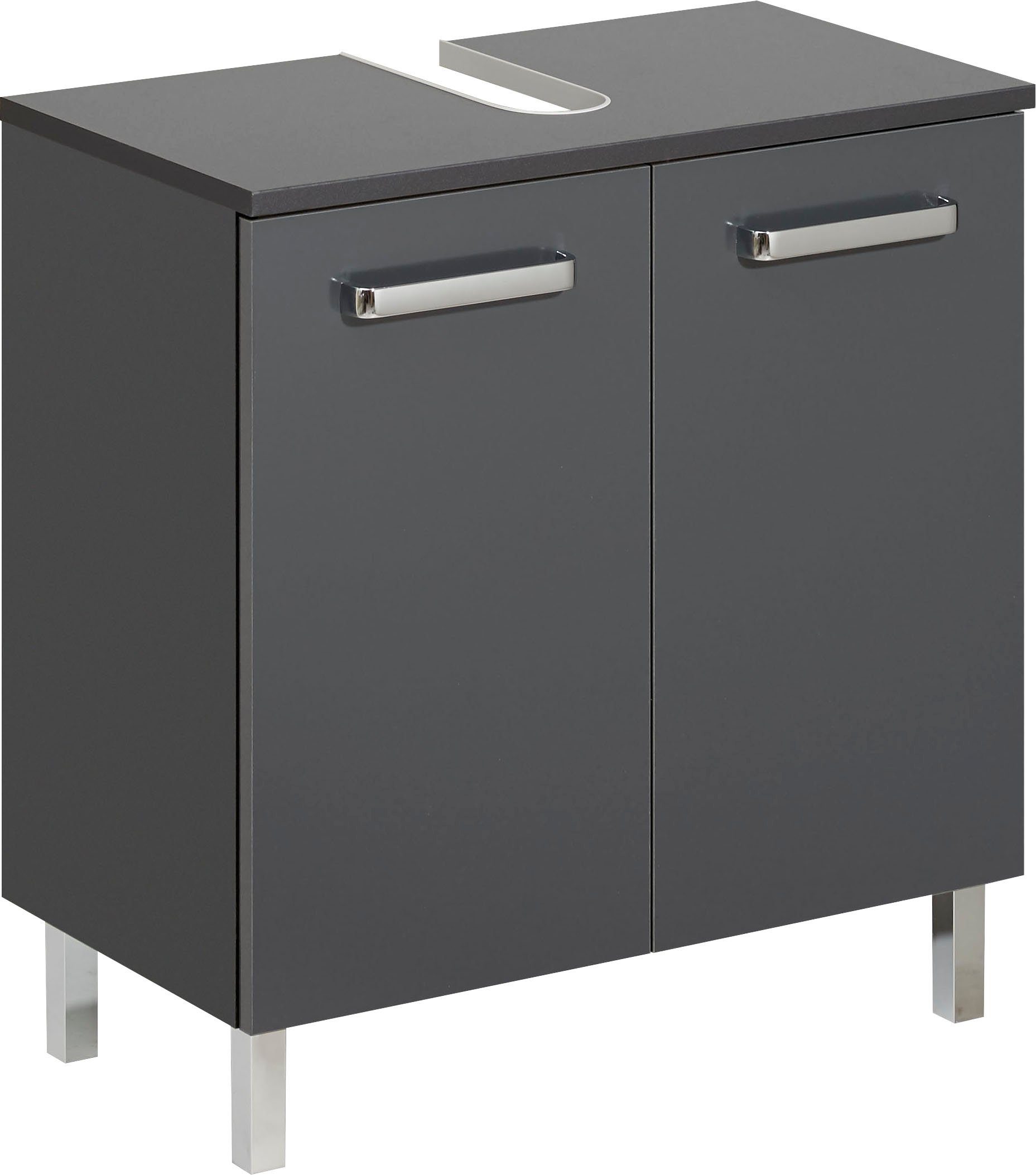 Saphir Badkamerserie Quickset 2-delig, wastafelonderkast met led-spiegelkast Wastafel 68 cm breed, 5 deuren, incl. deurdemper, grepen chroom glans (2-delig)