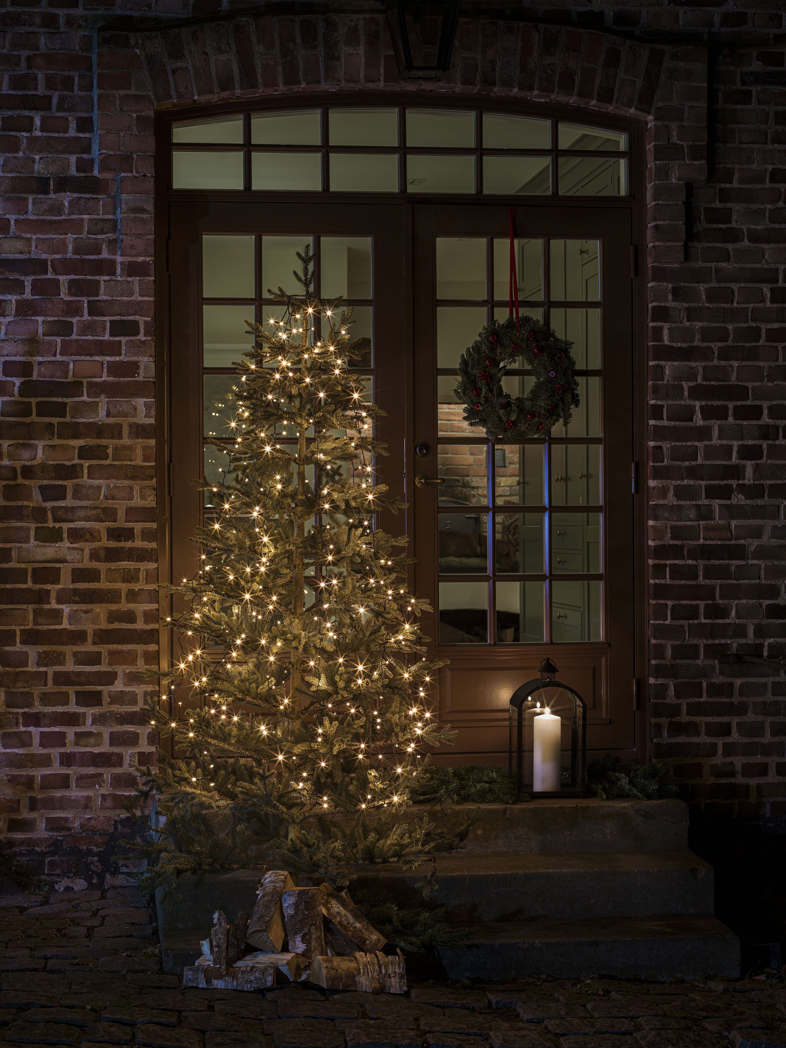 KONSTSMIDE Led-boomverlichting Kerstversiering buiten, kerstversiering Ledlichtsnoer 6 strengen à 45 frozen warmwitte dioden, strengverdubbeling van 6 naar 12 strengen naar 120 cm