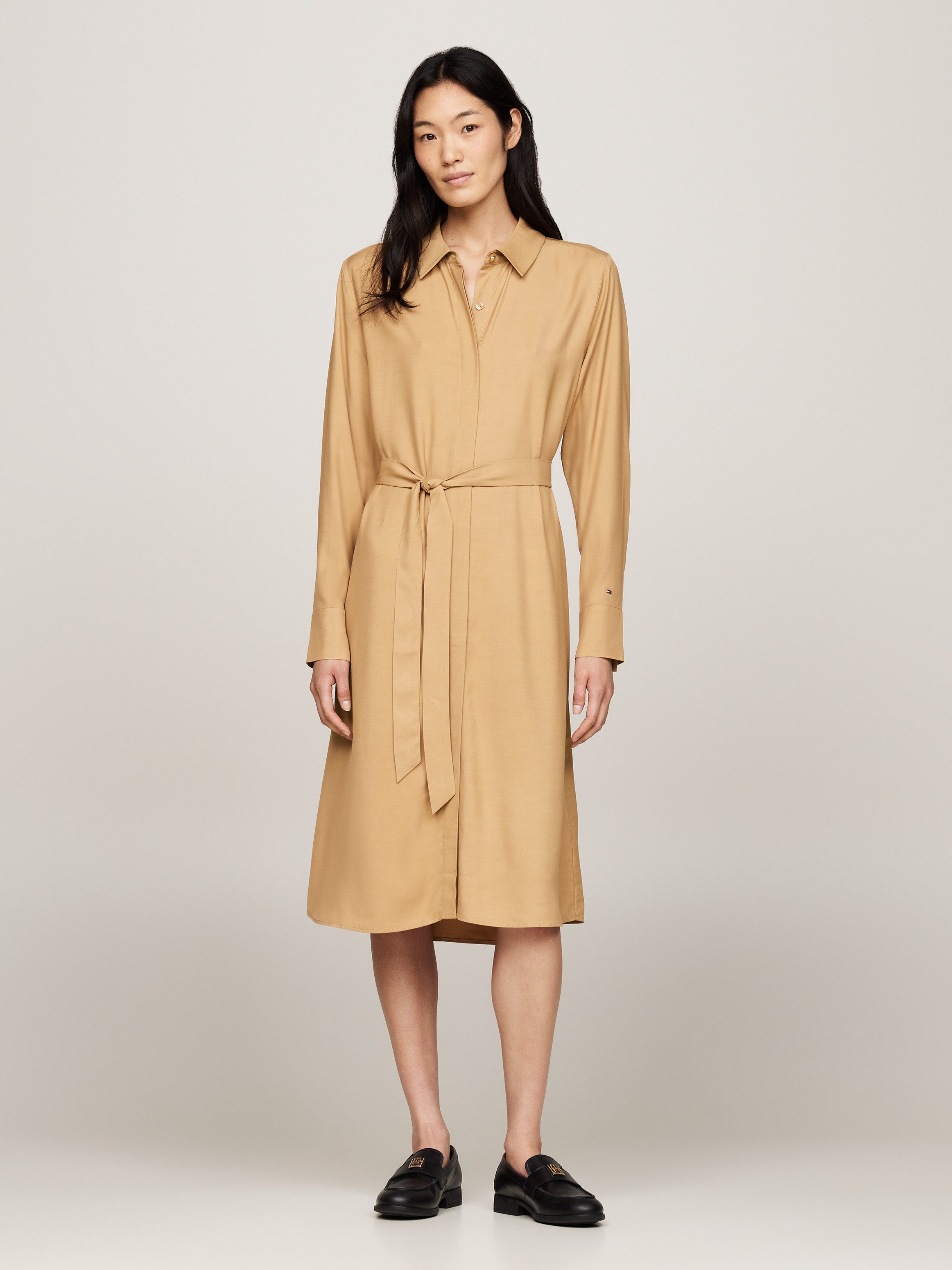 Tommy Hilfiger Jurk met overhemdkraag FLUID VISCOSE SHIRT DRESS vloeiende viscose kwaliteit