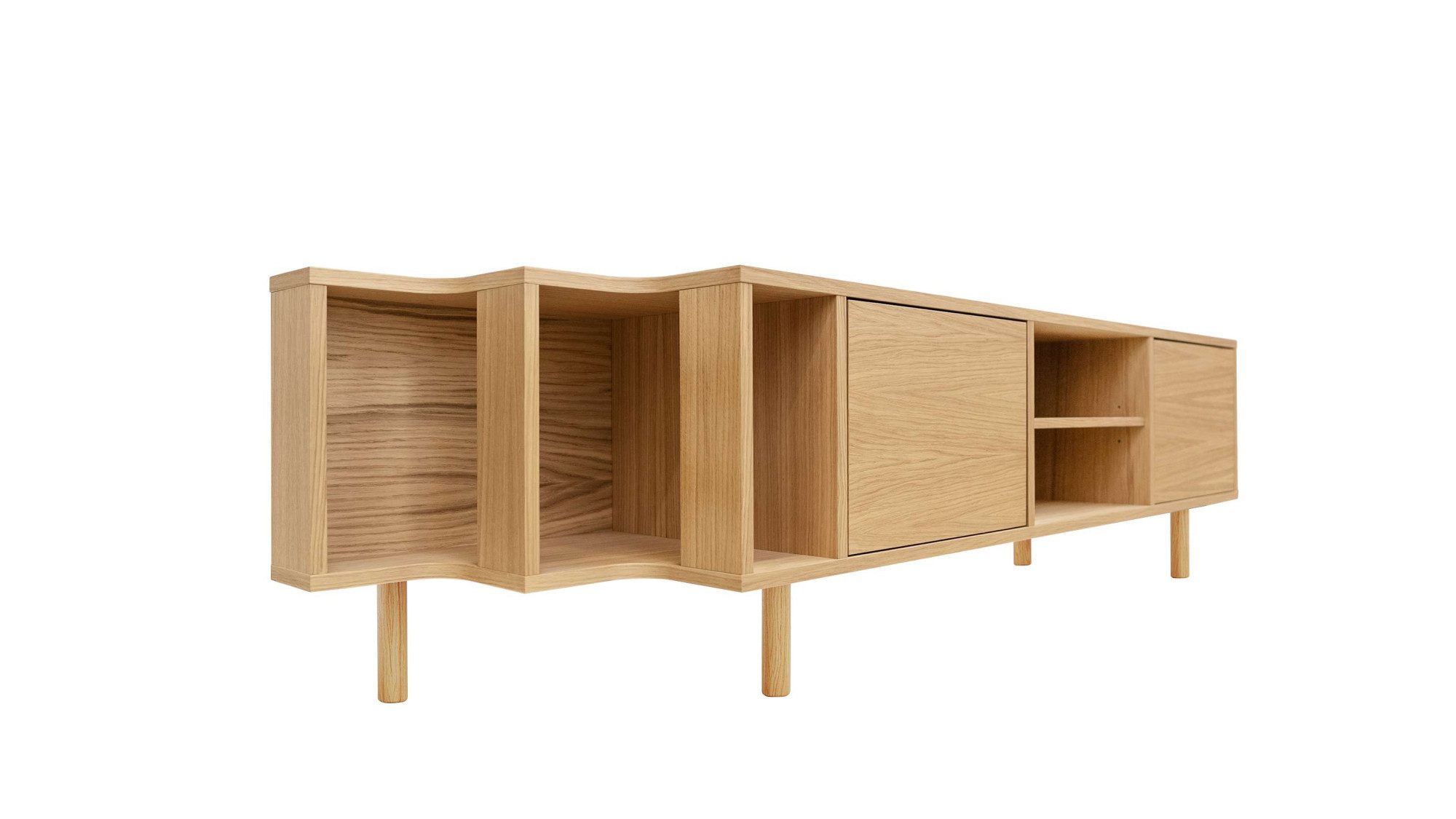 Woodman Tv-meubel Shift met echt houtfineer van eiken, breedte 189 cm, met push-to-open