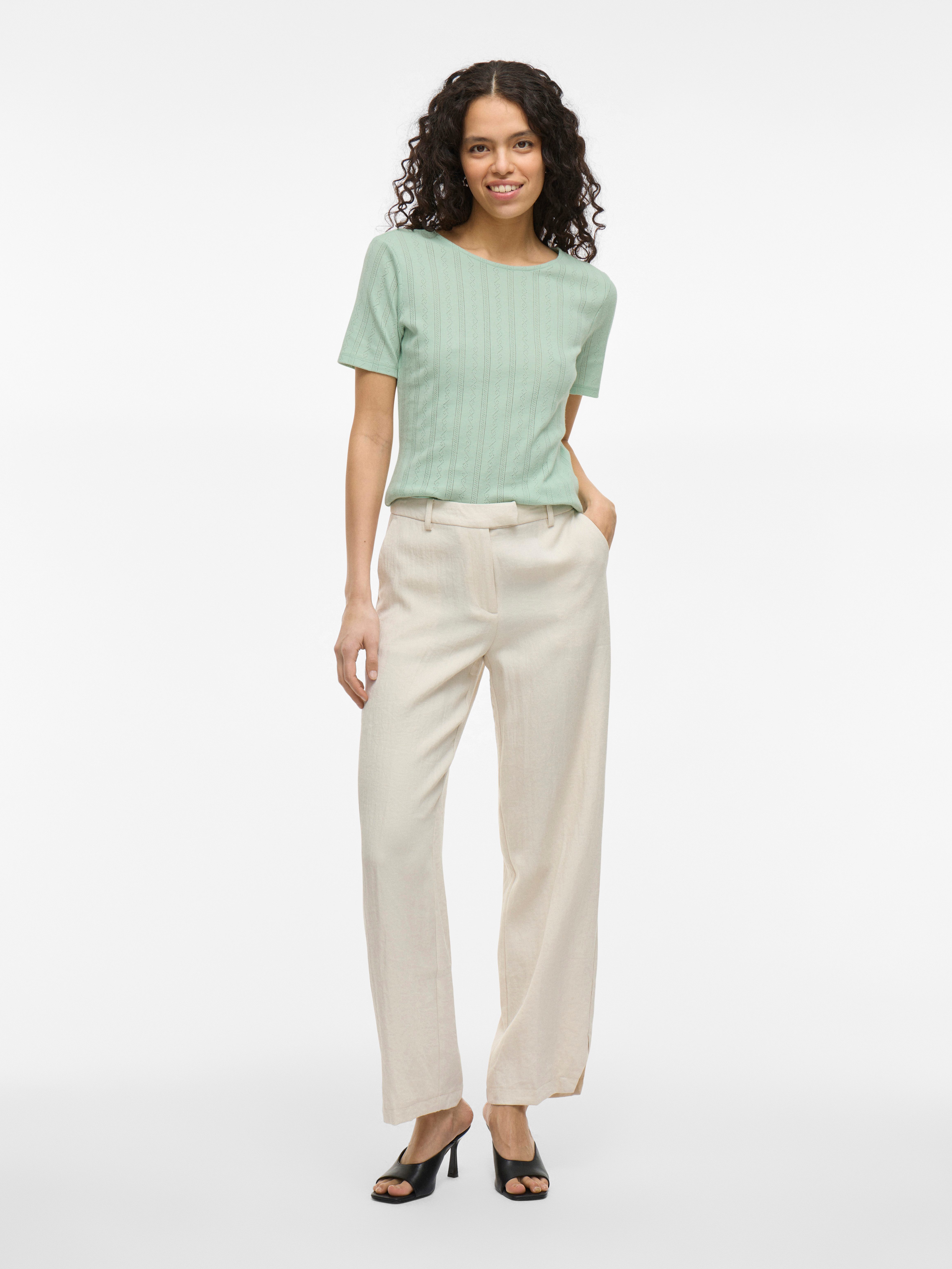 Vila Shirt met korte mouwen VIKASSIE S/S POINTELLE TOP - NOOS