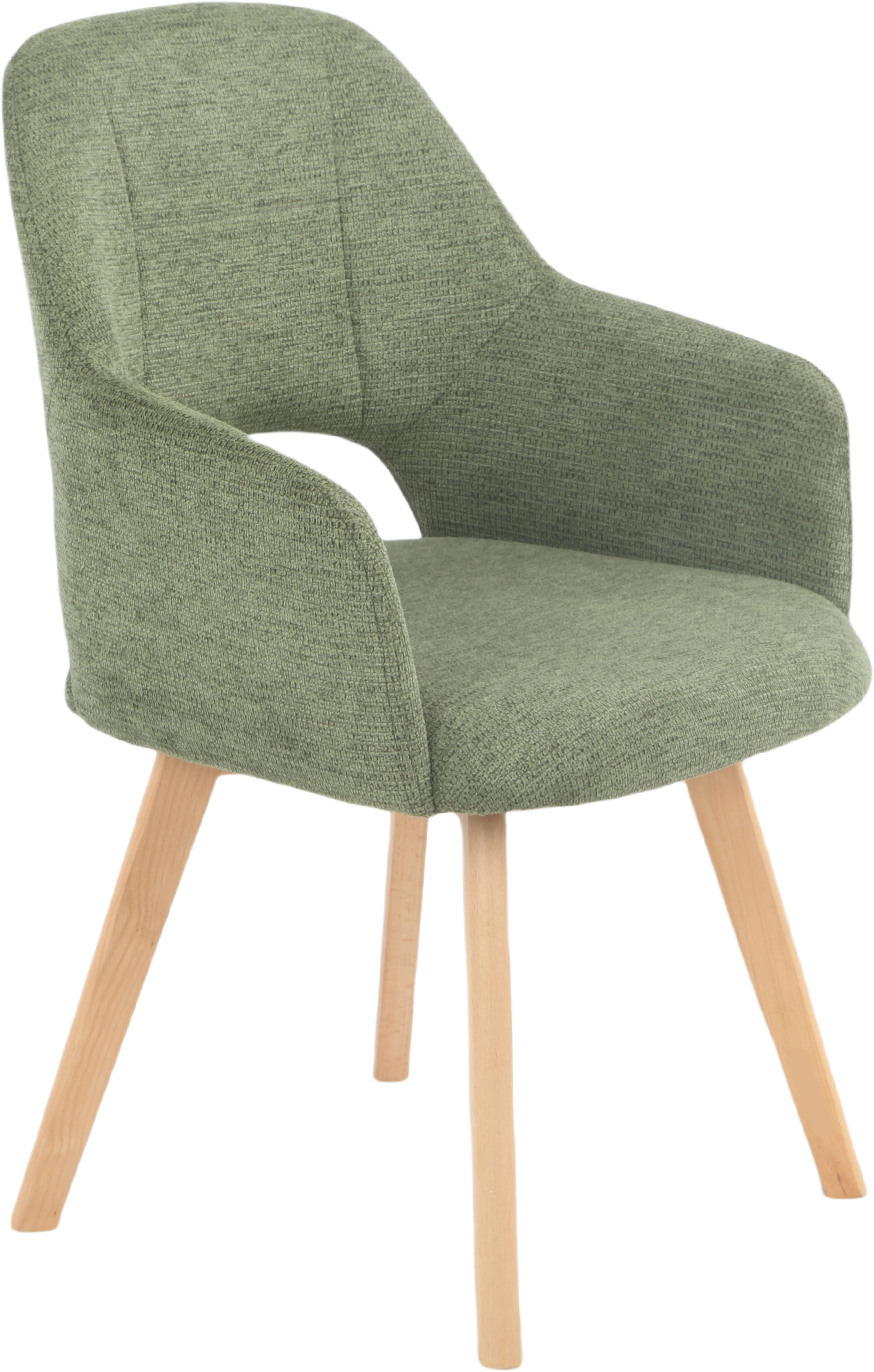 HELA Stoel met armleuningen SOFIA armstoel met massief houten frame, bekleding webstof Eetkamerstoel, fauteuil met armleuningen, subtiele ruguitsparing (set, 2 stuks)