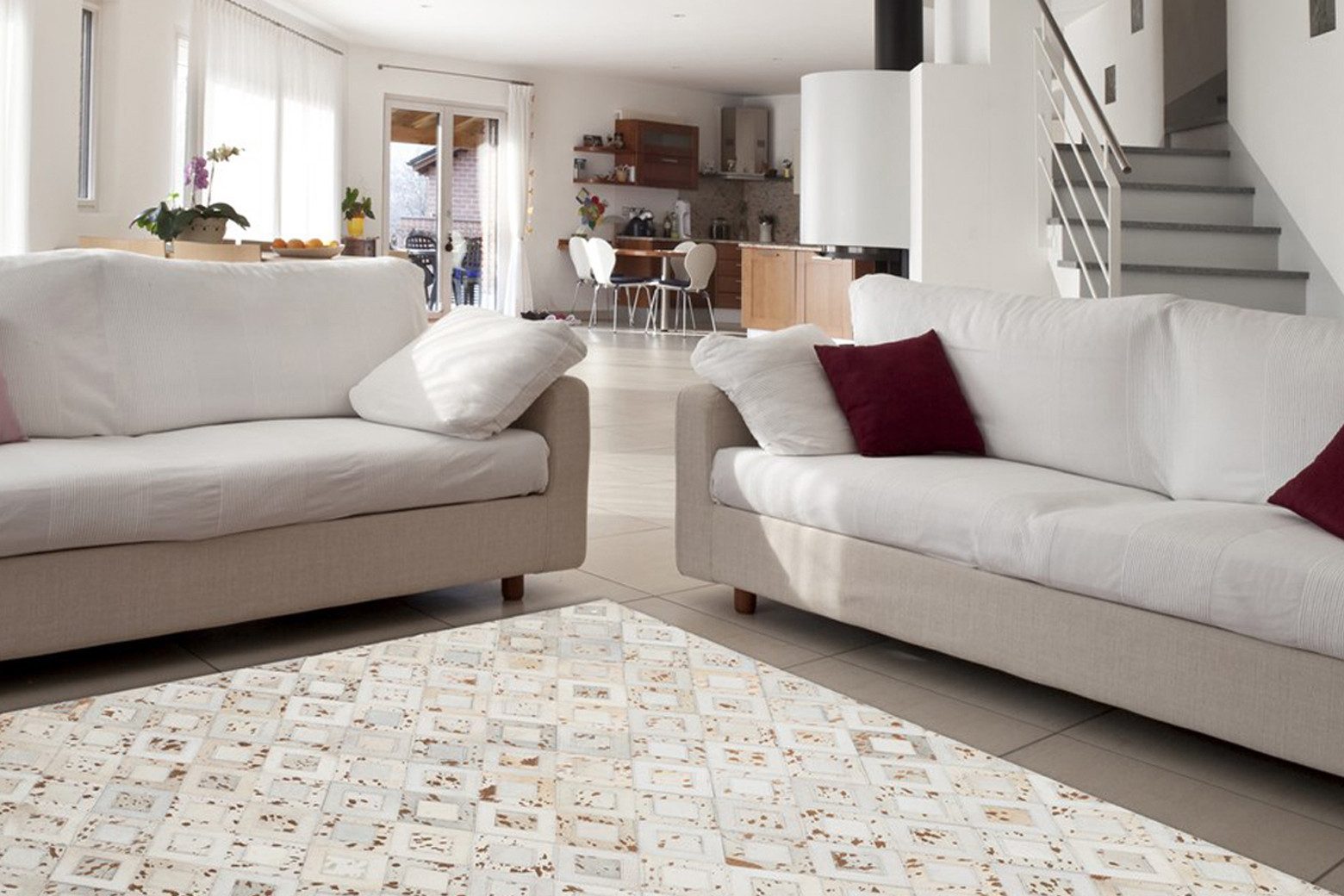 my home Leren vloerkleed Arno elk kleed is uniek, woonkamer