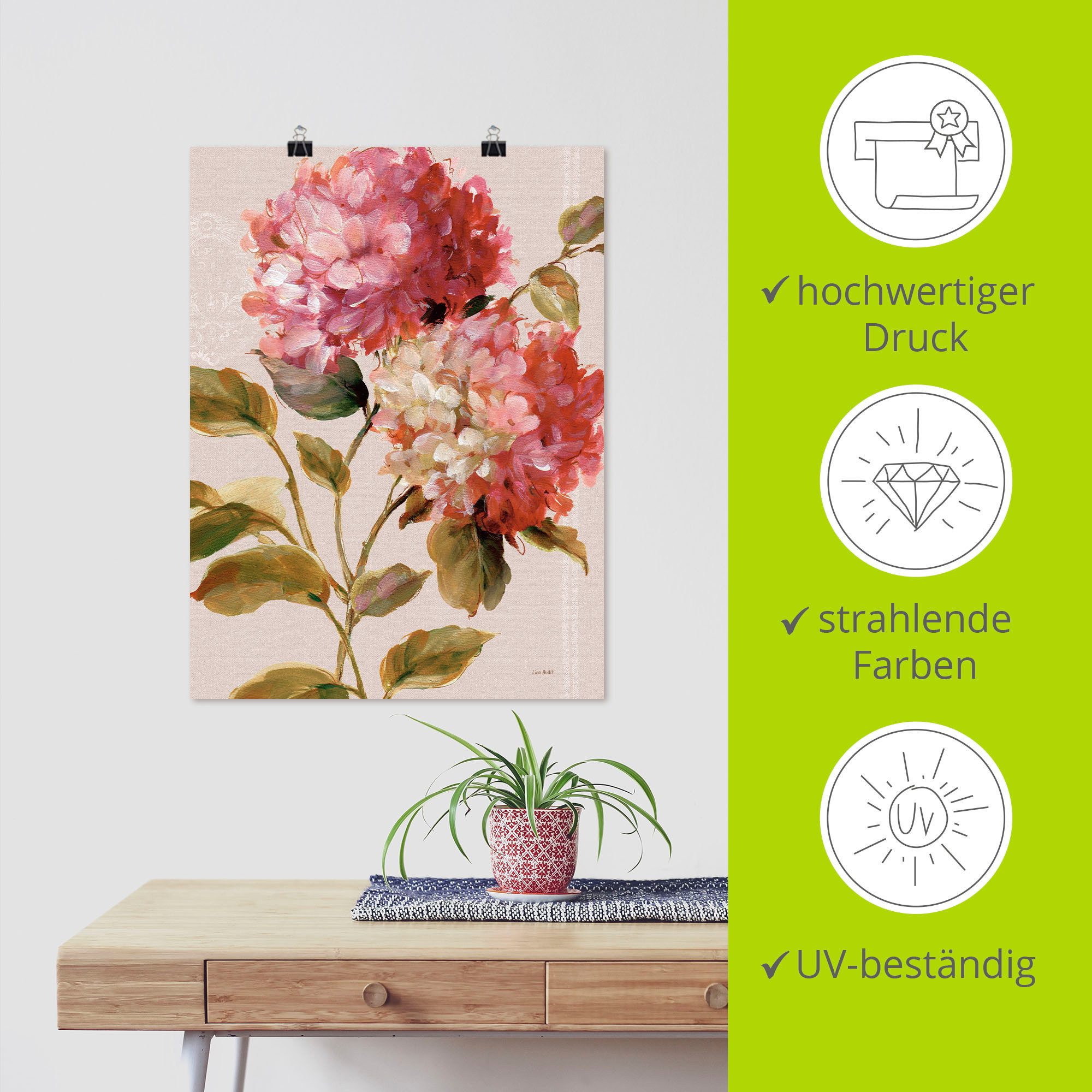 Artland Artprint Harmonieuze hortensia's als artprint op linnen, poster in verschillende formaten maten