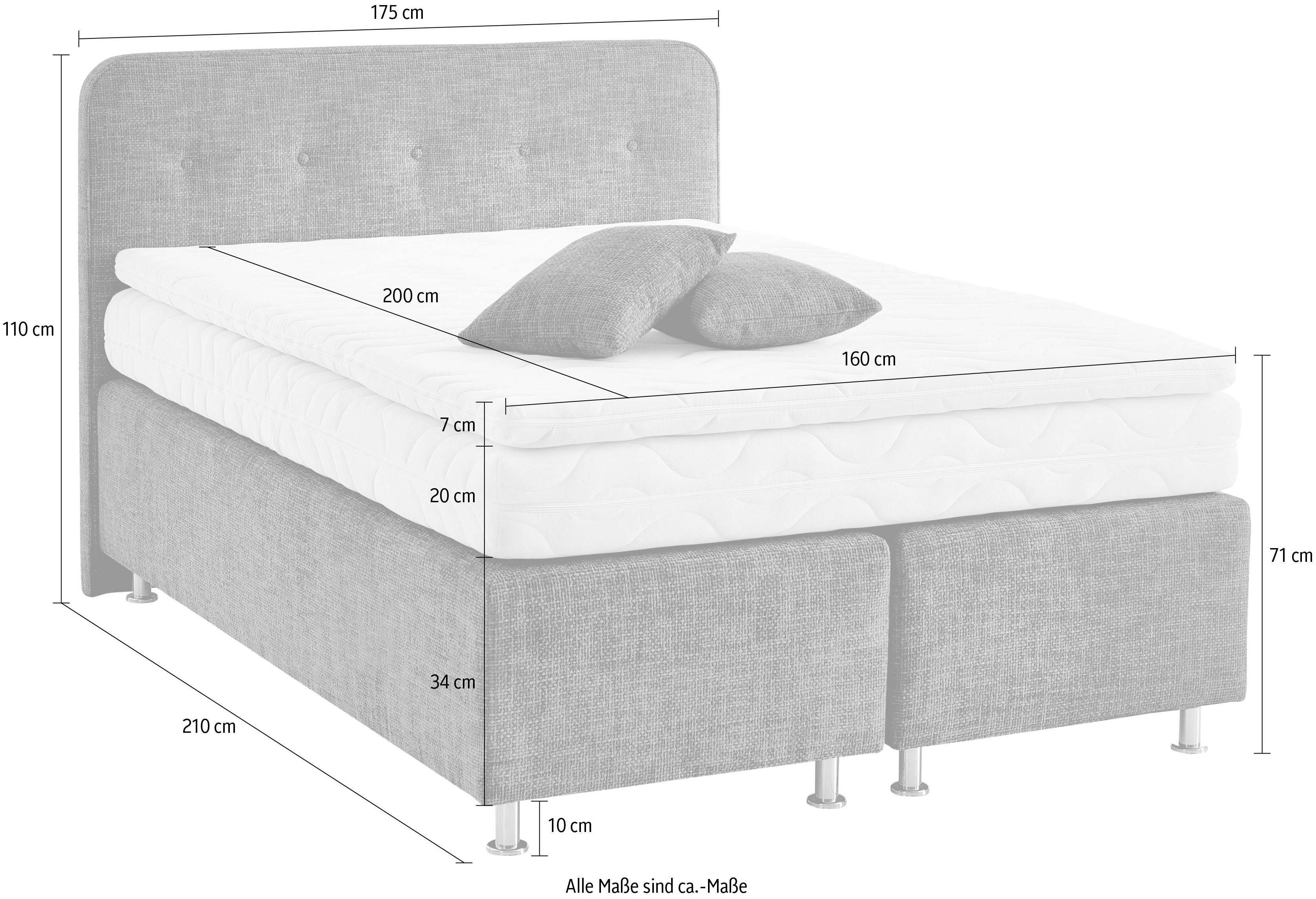 Westfalia Polsterbetten Boxspring Sapporo Incl. sierkussen, kiesbaar in H2, H3 & H4