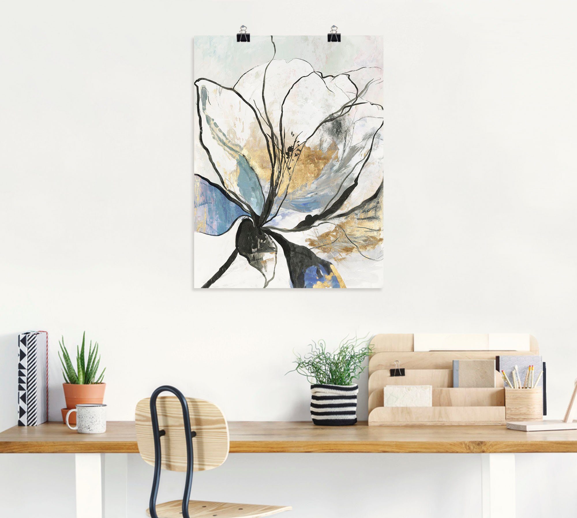 Artland Artprint Geschetst bloemenpatroon I als artprint van aluminium, artprint voor buiten, artprint op linnen, poster, muursticker