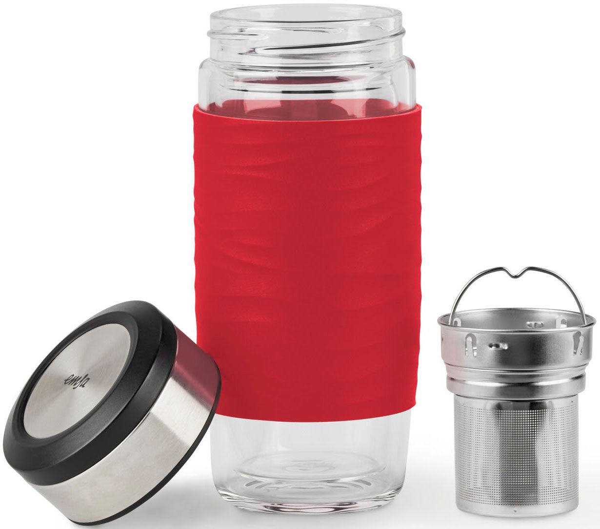 Emsa Thermosbeker Tea Mug Theekop, 400 ml, 100% dicht, 3-delig, met uitneembaar theefilter (set, 3-delig)
