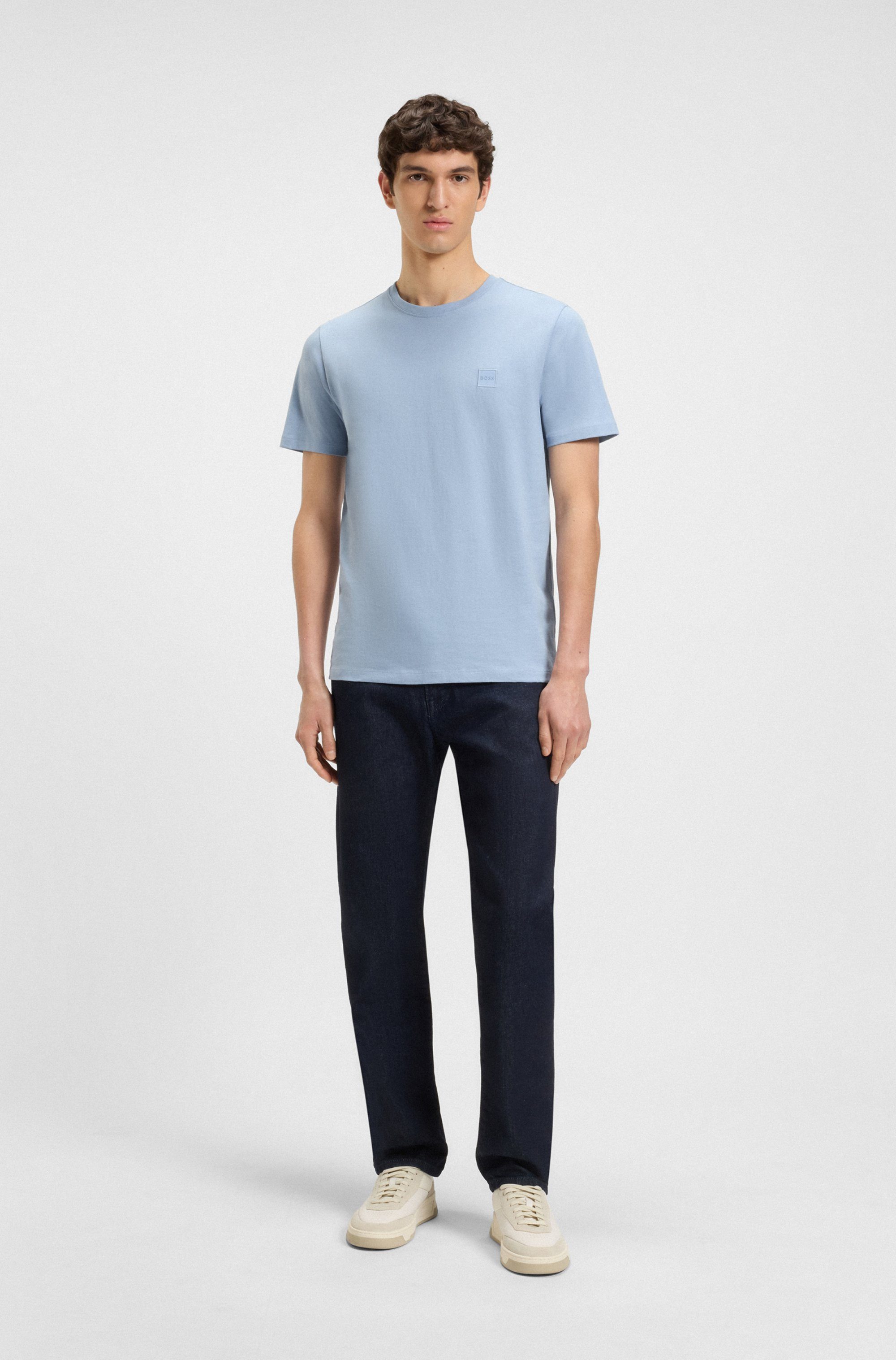 Boss Orange T-shirt Tales met boss-borduursel op de borst